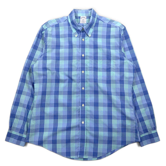 Brooks Brothers REGENT ボタンダウンシャツ L ブルー チェック コットン ノンアイロン