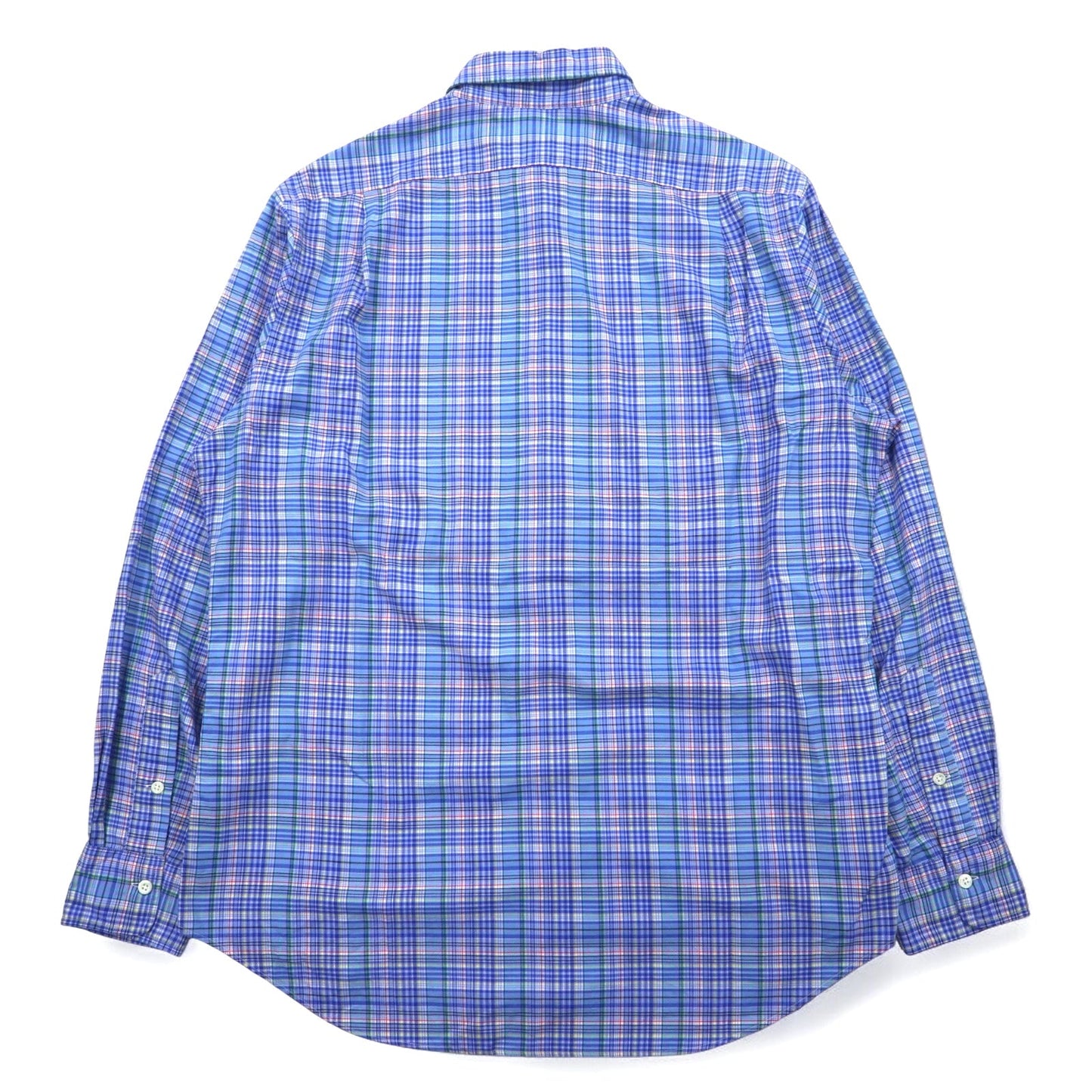 POLO RALPH LAUREN ワイドカラー ドレスシャツ L ブルー チェック コットン