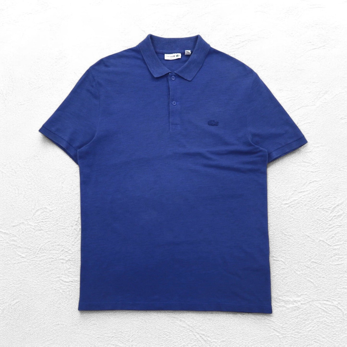 LACOSTE スリムフィット ポロシャツ L ブルー 鹿の子 SLIM FIT ワンポイントロゴ FA10269 ペルー製