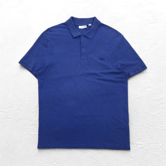 LACOSTE スリムフィット ポロシャツ L ブルー 鹿の子 SLIM FIT ワンポイントロゴ FA10269 ペルー製