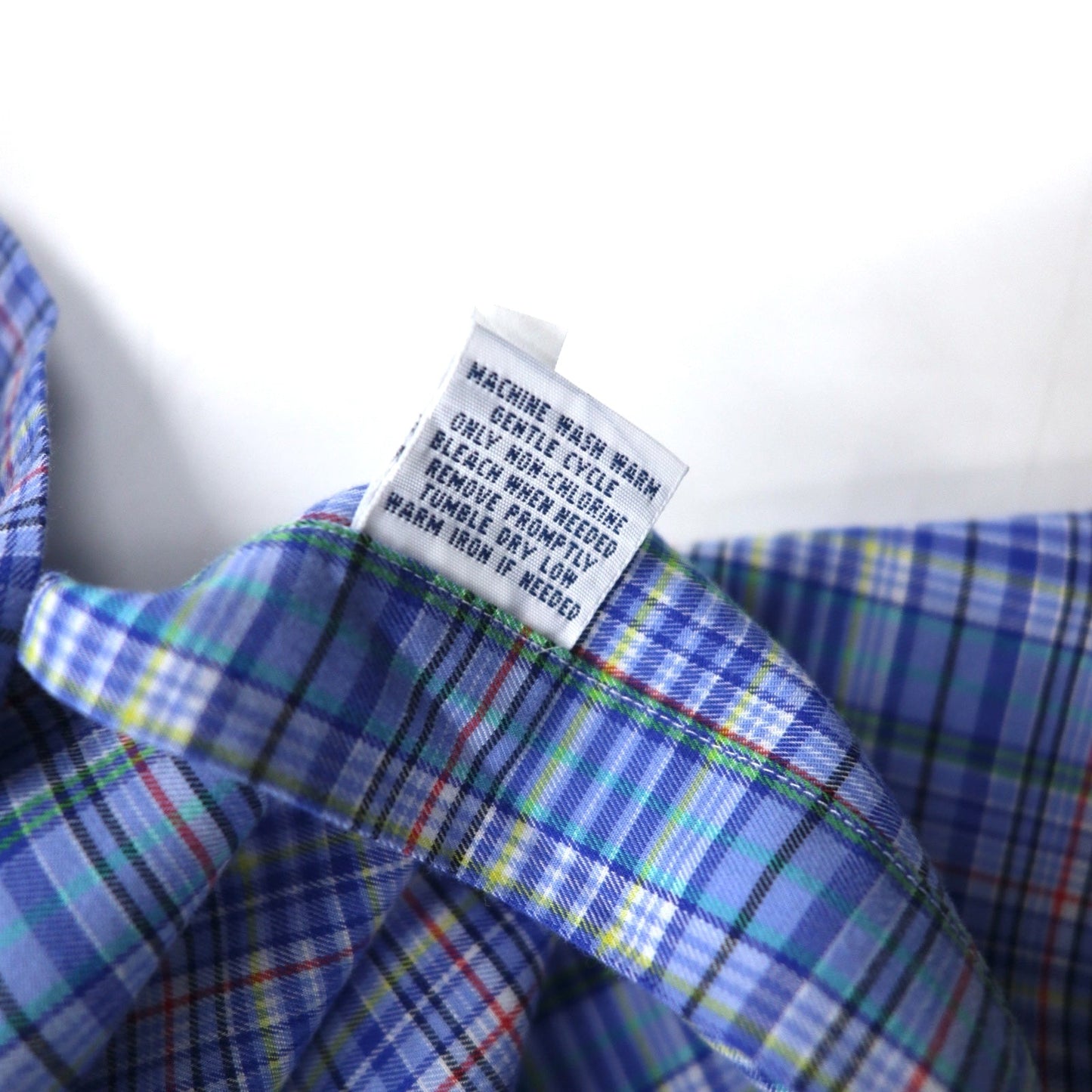 POLO RALPH LAUREN ワイドカラー ドレスシャツ L ブルー チェック コットン