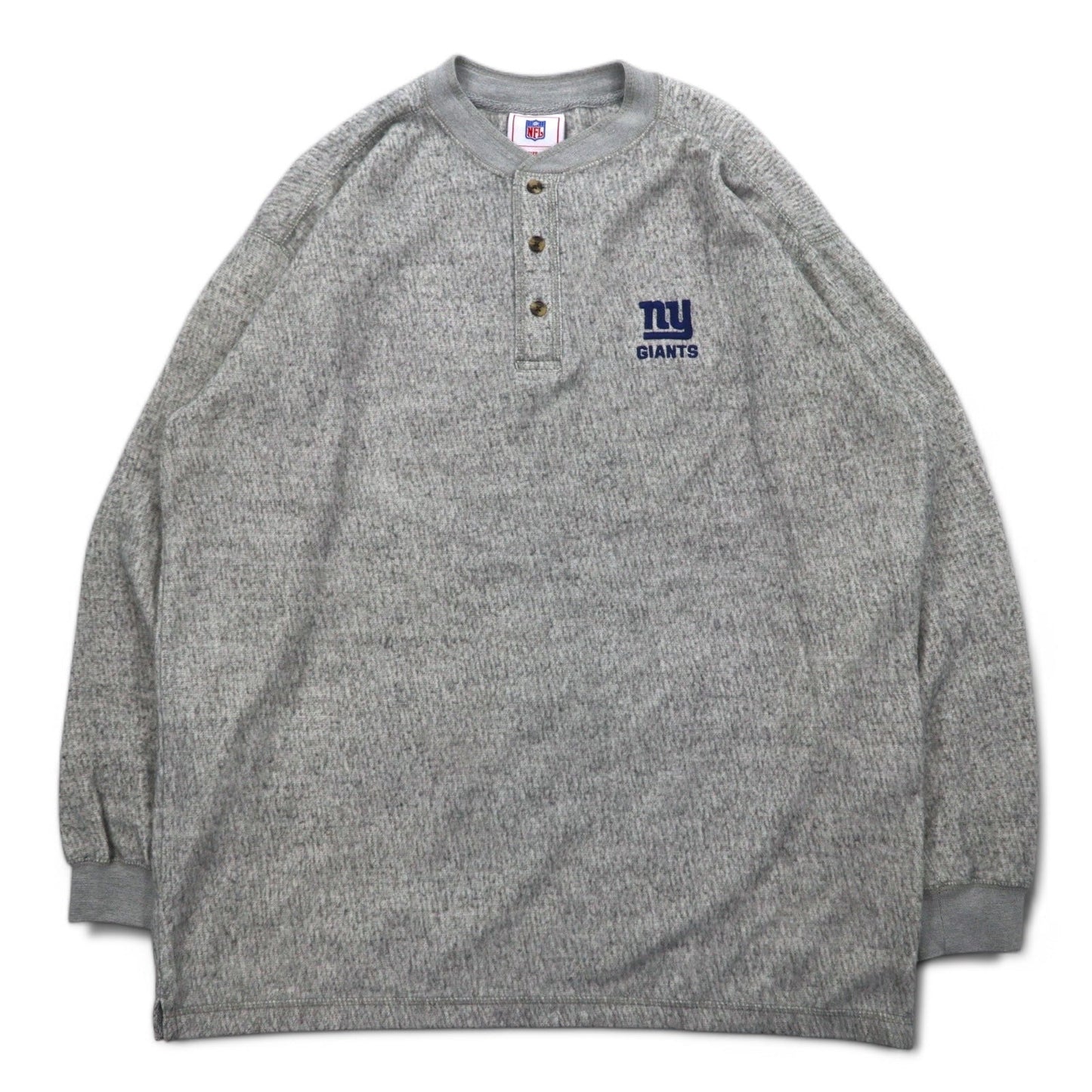 NFL ヘンリーネック ロングスリーブ Tシャツ ロンT L グレー コットン NY GIANTS