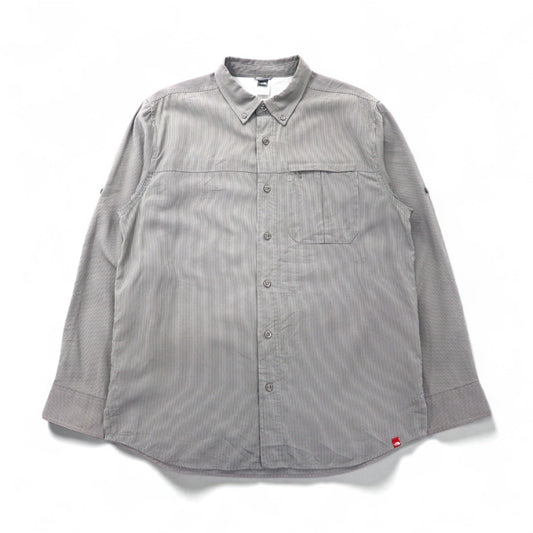 THE NORTH FACE アウトドア メッシュライナー ポリエステルシャツ L グレー モダール  胸ポケット AEVV