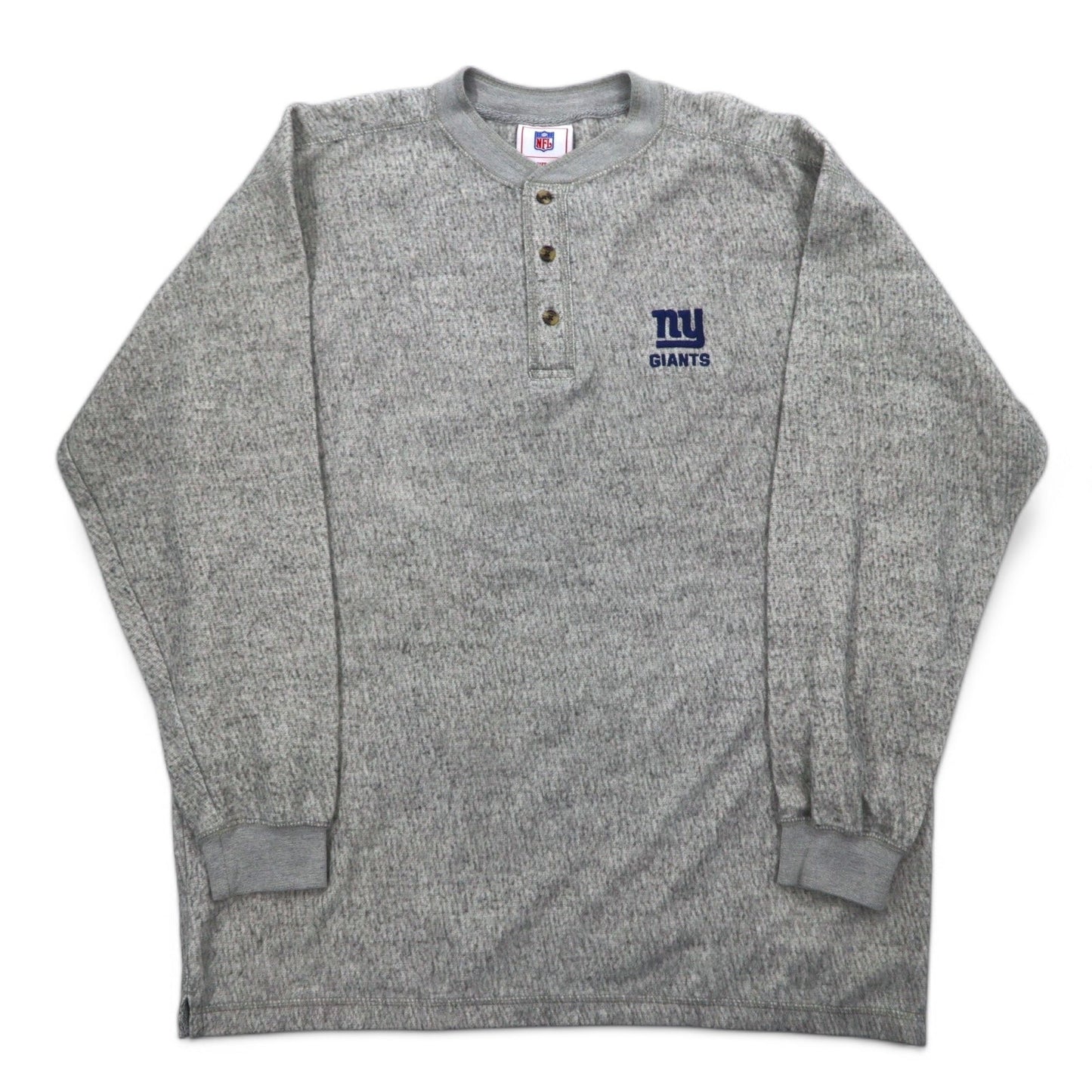 NFL ヘンリーネック ロングスリーブ Tシャツ ロンT L グレー コットン NY GIANTS