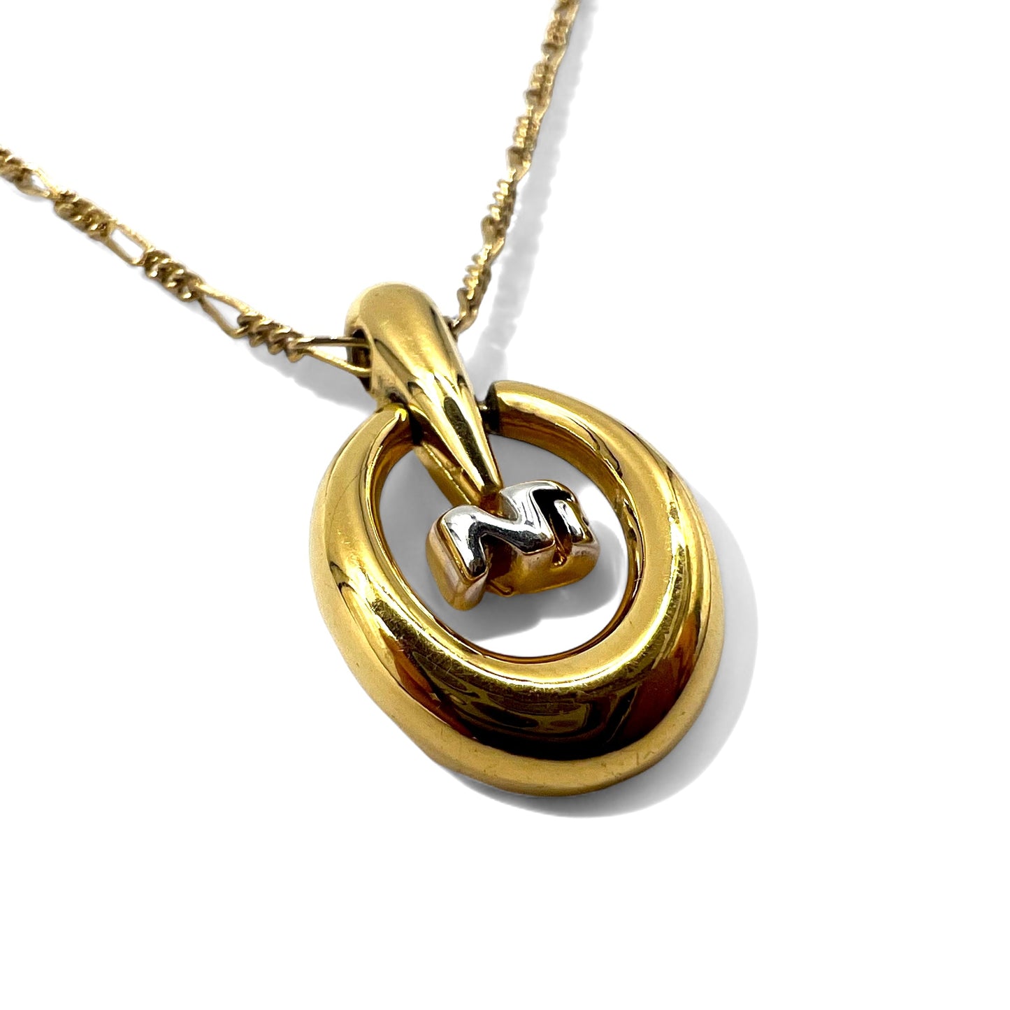 NINA RICCI フィガロチェーン ネックレス ゴールド オーバル ロゴモチーフ ヴィンテージ