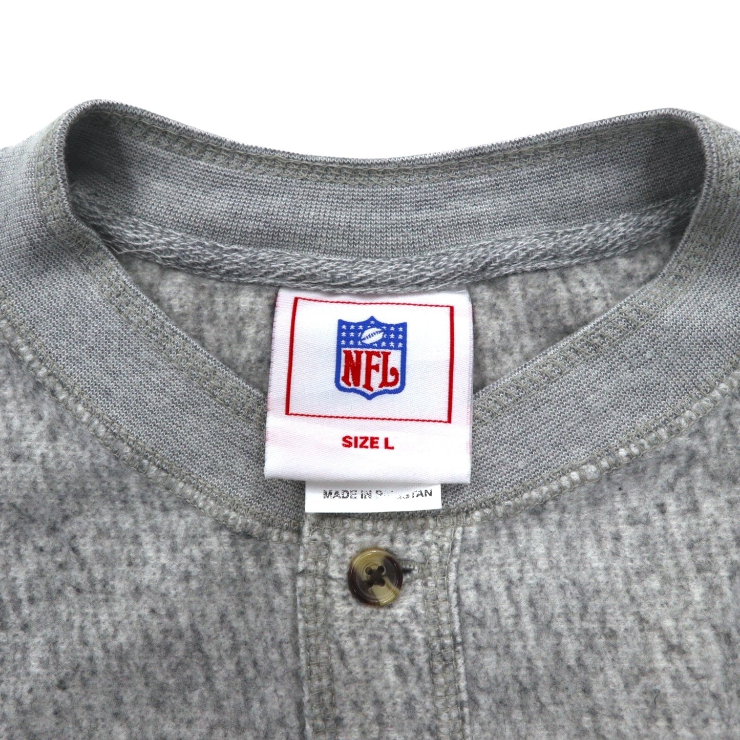 NFL ヘンリーネック ロングスリーブ Tシャツ ロンT L グレー コットン NY GIANTS