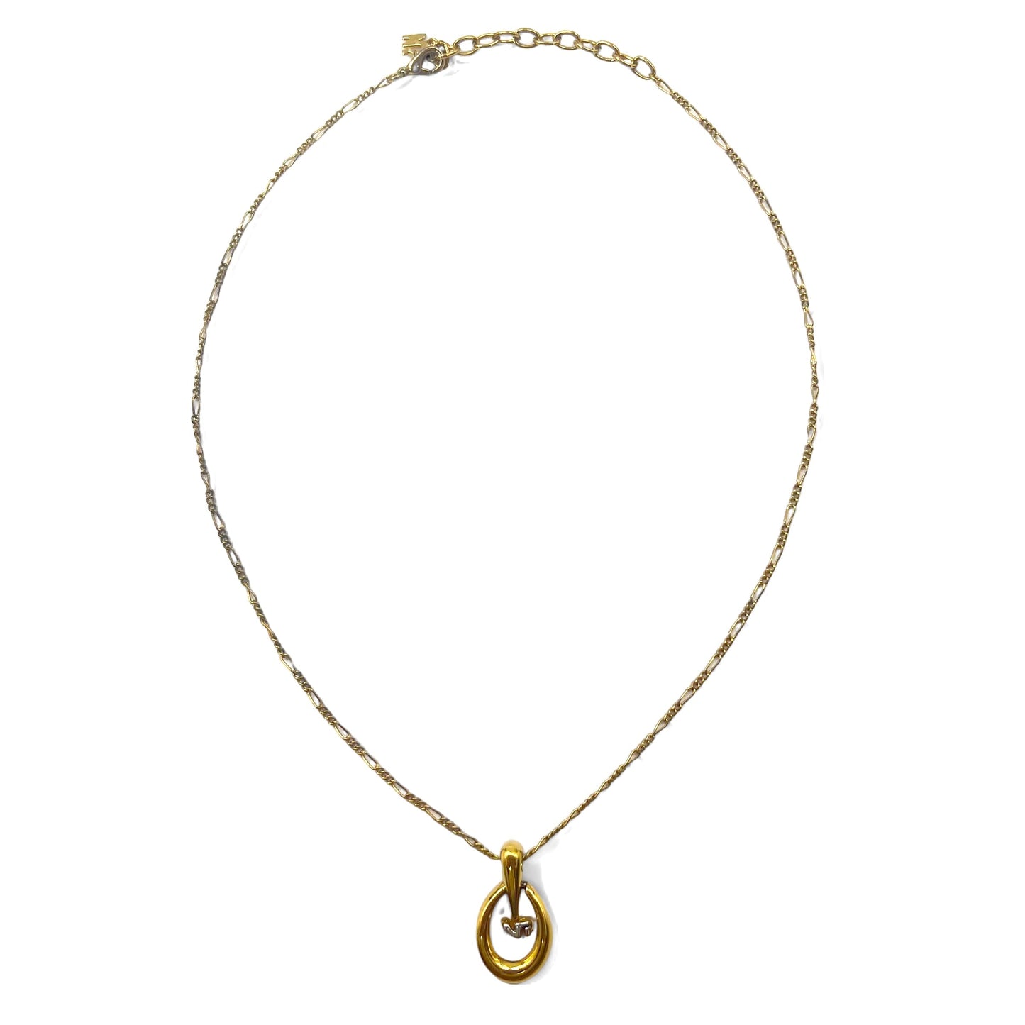 NINA RICCI フィガロチェーン ネックレス ゴールド オーバル ロゴモチーフ ヴィンテージ