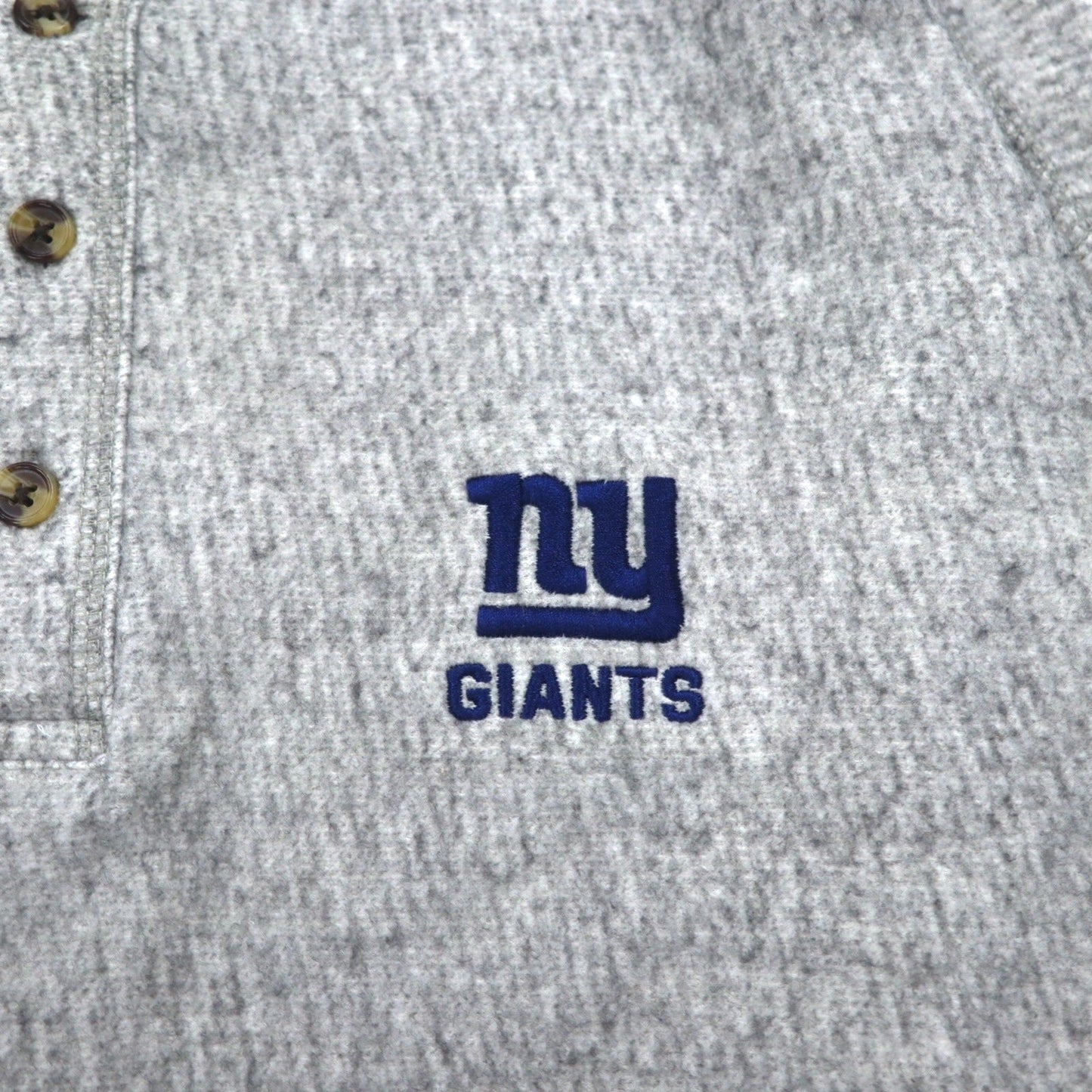 NFL ヘンリーネック ロングスリーブ Tシャツ ロンT L グレー コットン NY GIANTS