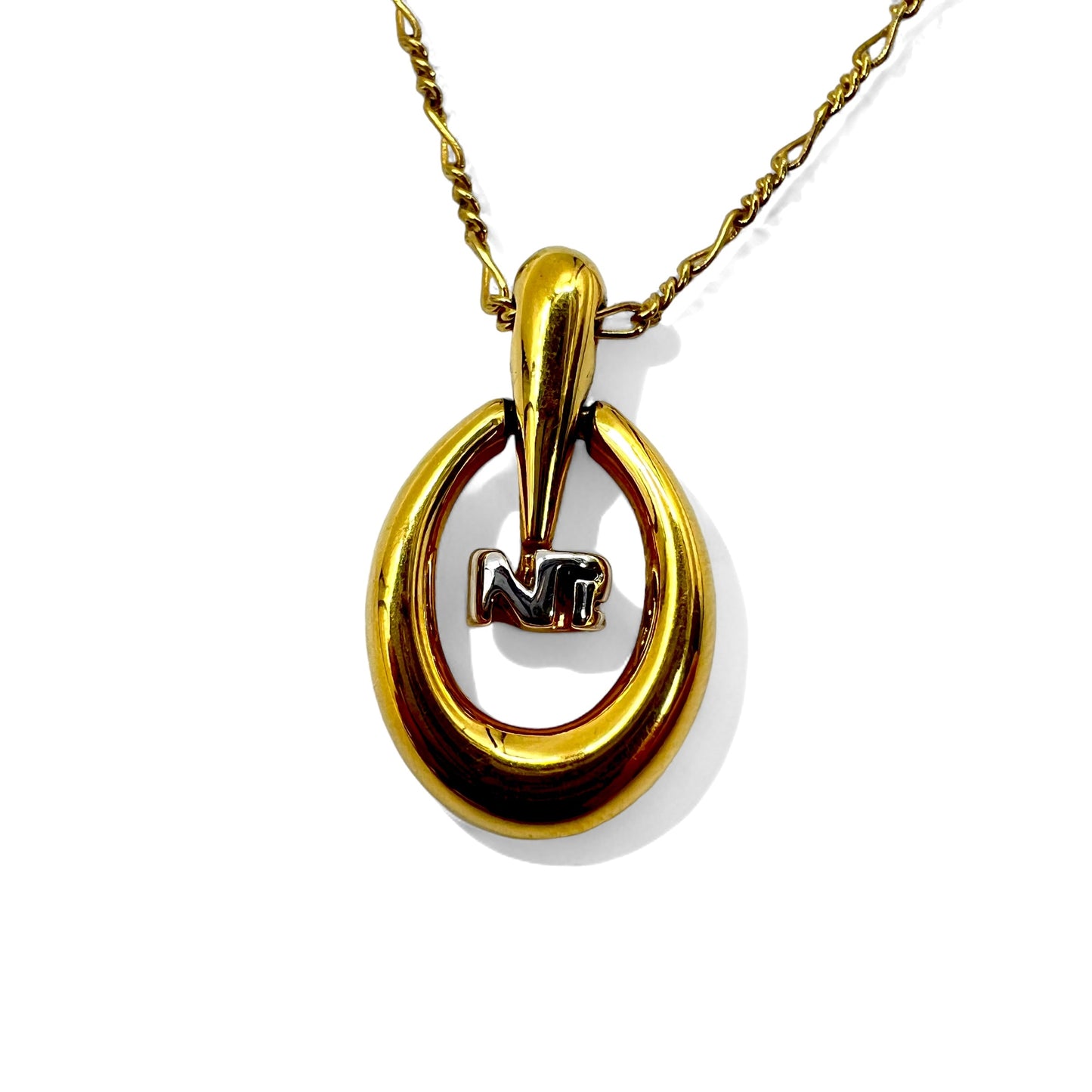 NINA RICCI フィガロチェーン ネックレス ゴールド オーバル ロゴモチーフ ヴィンテージ