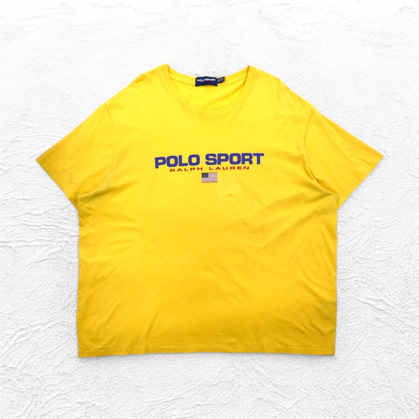 POLO SPORT RALPH LAUREN 90年代 シングルステッチ Tシャツ 3XL BIG イエロー 星条旗 ロゴプリント ビッグサイズ
