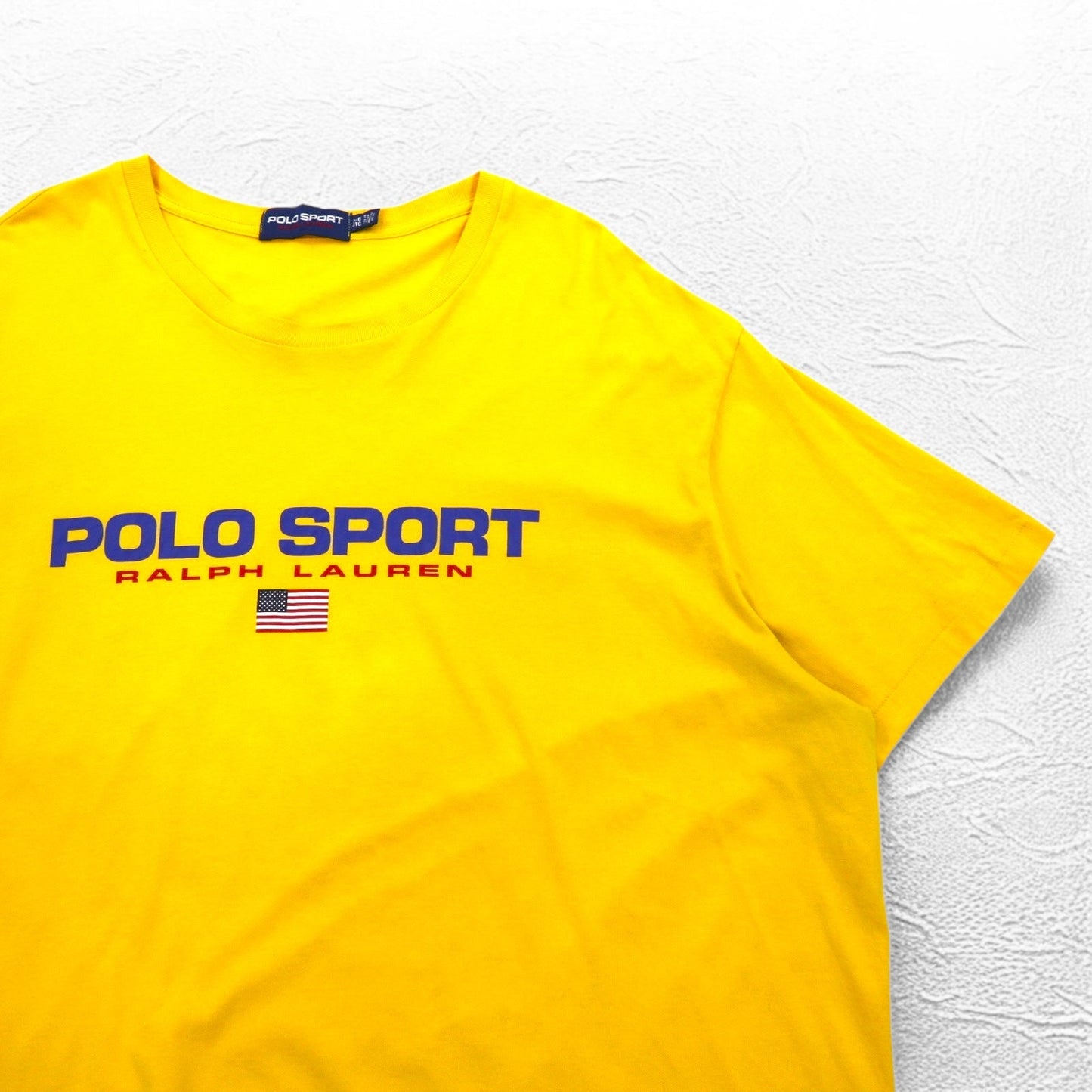 POLO SPORT RALPH LAUREN 90年代 シングルステッチ Tシャツ 3XL BIG イエロー 星条旗 ロゴプリント ビッグサイズ