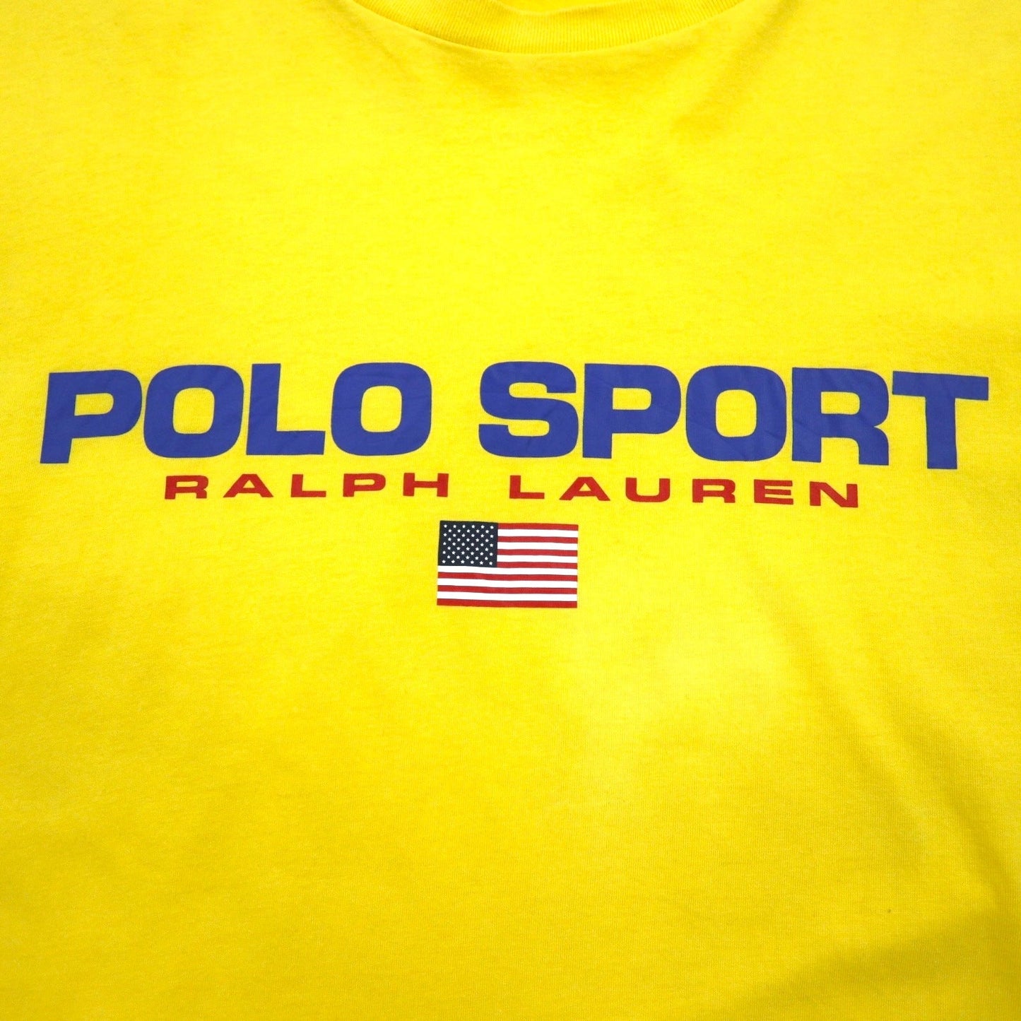 POLO SPORT RALPH LAUREN 90年代 シングルステッチ Tシャツ 3XL BIG イエロー 星条旗 ロゴプリント ビッグサイズ
