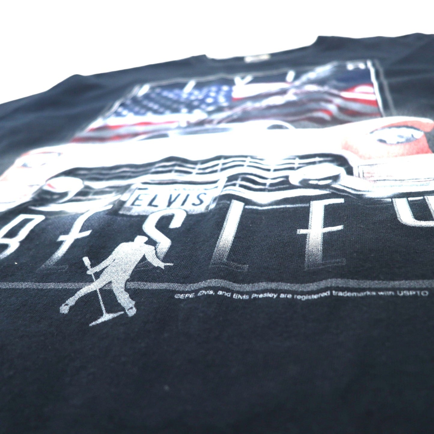 ELVIS PRESLEY エルヴィス プレスリー バンド Tシャツ XL ブラック コットン 星条旗 anvilボディ ビッグサイズ ホンジュラス製