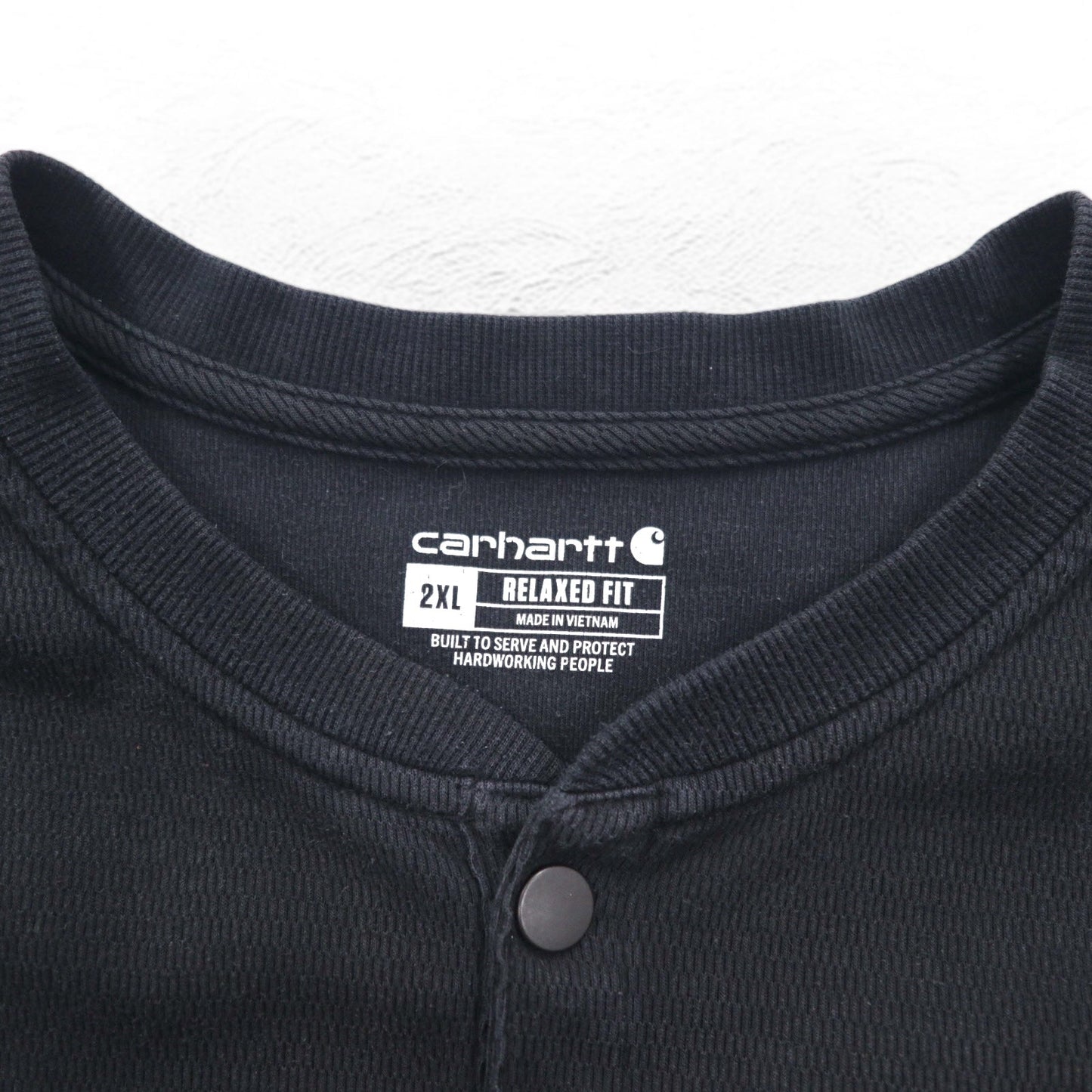 Carhartt ヘビーウェイト ロングスリーブ サーマル ヘンリーネック ロンT 2XL RELAXED FIT ブラック 104429 TK4429