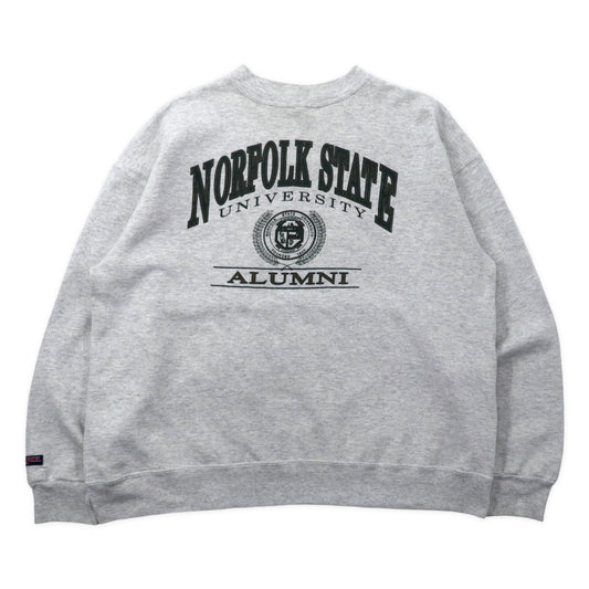 JAN SPORT USA製 90年代 カレッジプリントスウェット XXL グレー コットン 裏起毛 NORFOLK STATE UNIVERSITY ビッグサイズ