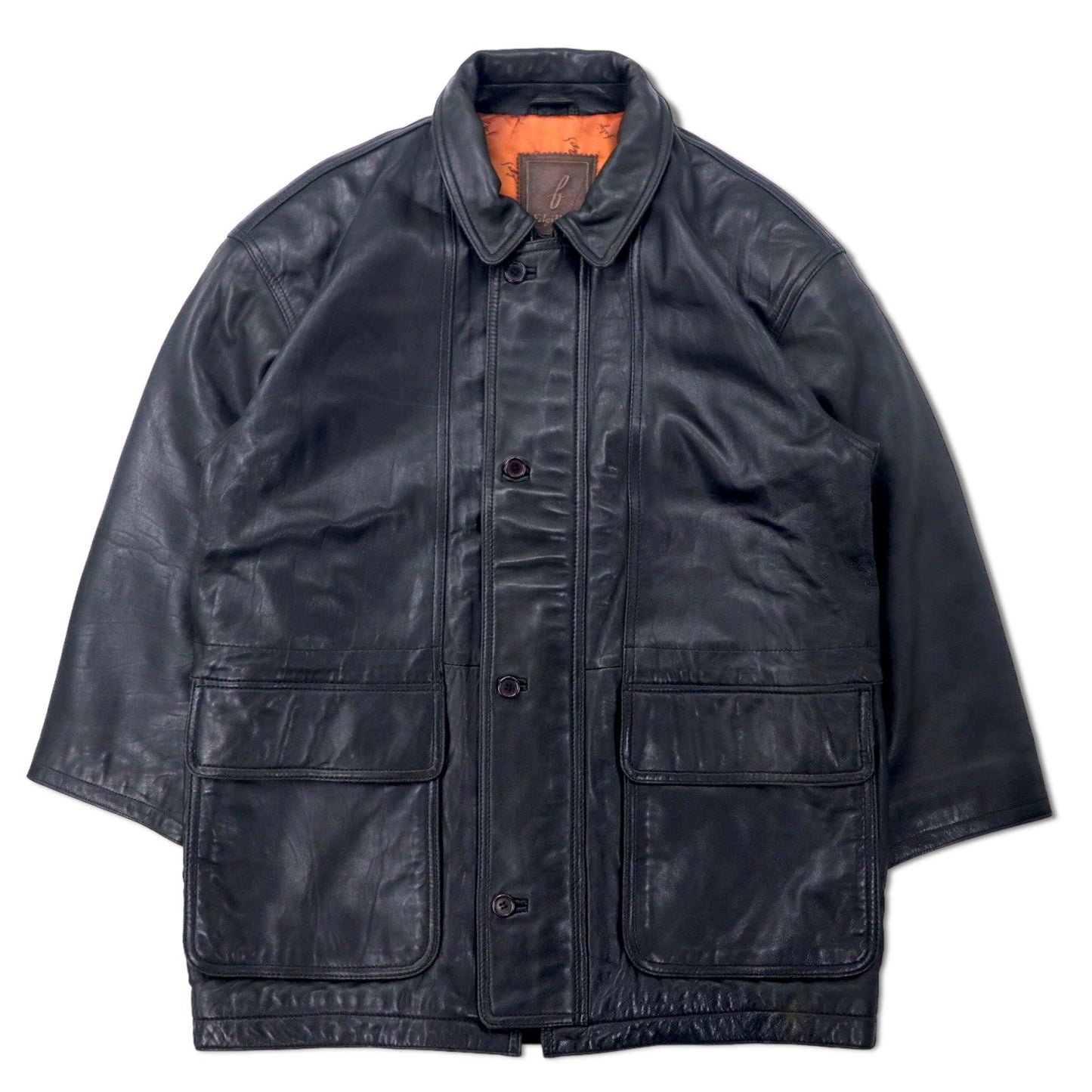 Felgi Homme ラムレザー モッズコート FREE ブラック 羊革 フード着脱式