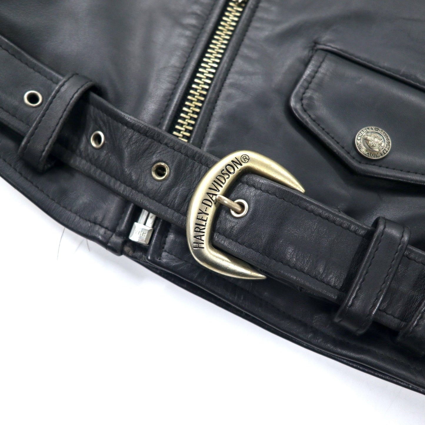 HARLEY DAVIDSON ダブル ライダースジャケット レザージャケット S ブラック 牛革 キルティングライナー