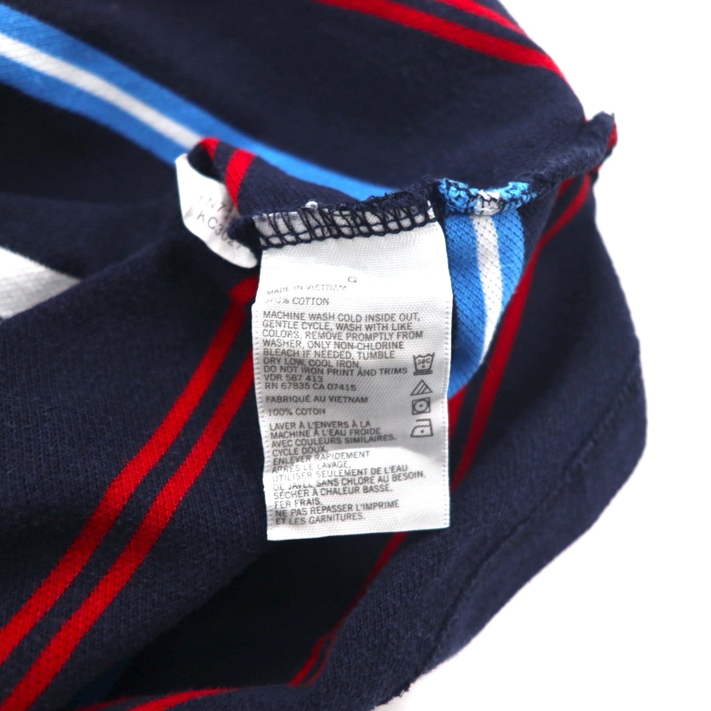 NAUTICA ボーダー ポロシャツ L ネイビー コットン 鹿の子 ワンポイントロゴ刺繍