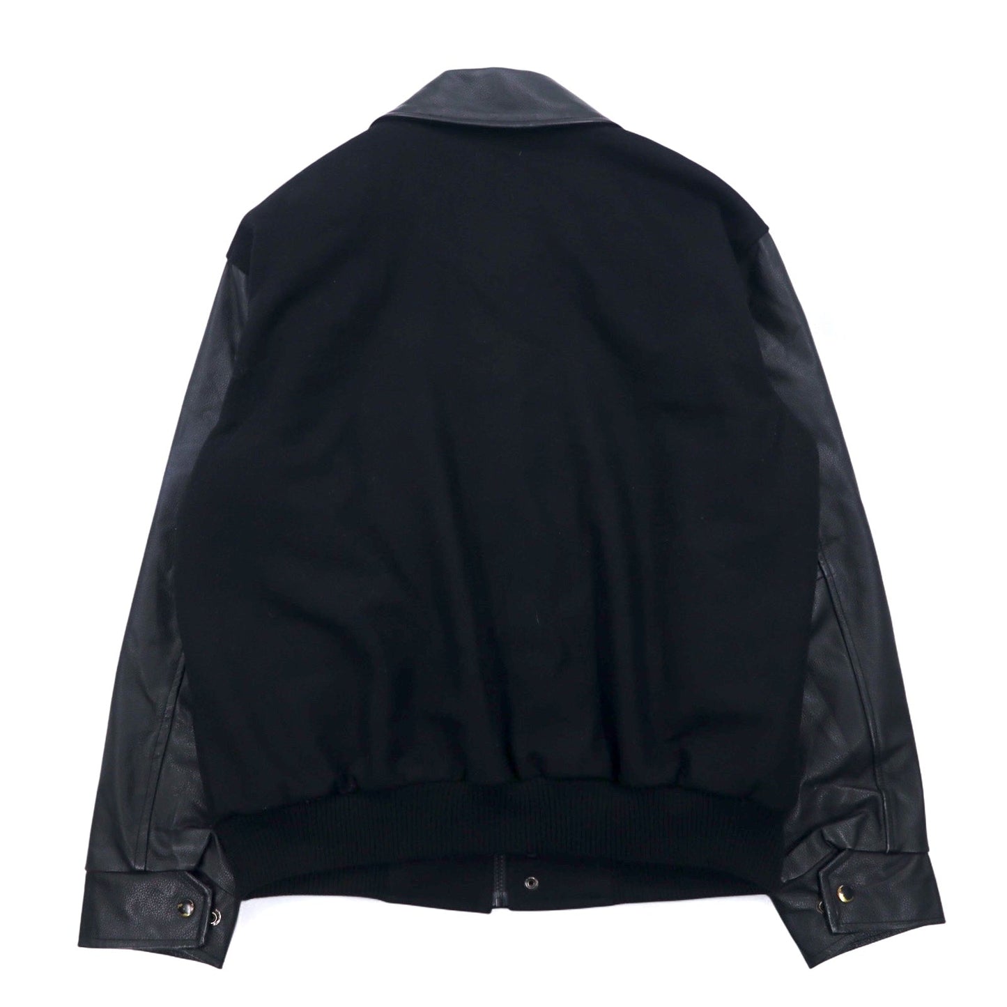 NORTH END レザー切り替え スタジャン M ブラック ウール キルティングライナー 刺繍