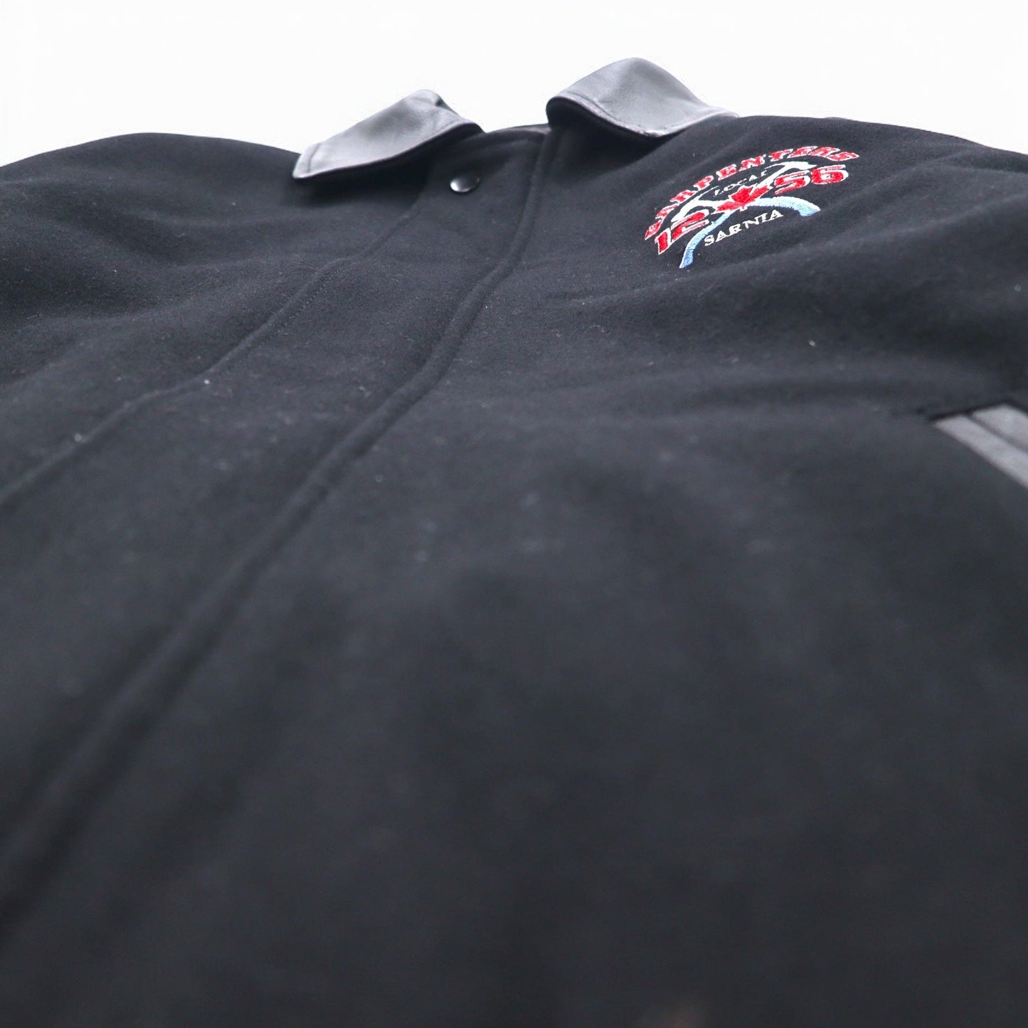 NORTH END レザー切り替え スタジャン M ブラック ウール キルティングライナー 刺繍