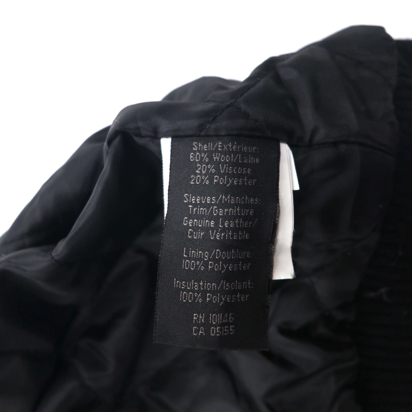 NORTH END レザー切り替え スタジャン M ブラック ウール キルティングライナー 刺繍