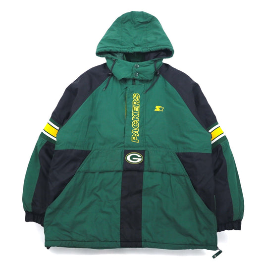 STARTER 90年代 NFL PRO LINE アノラックパーカー 中綿 XL グリーン ナイロン PACKERS パッカーズ フード着脱式