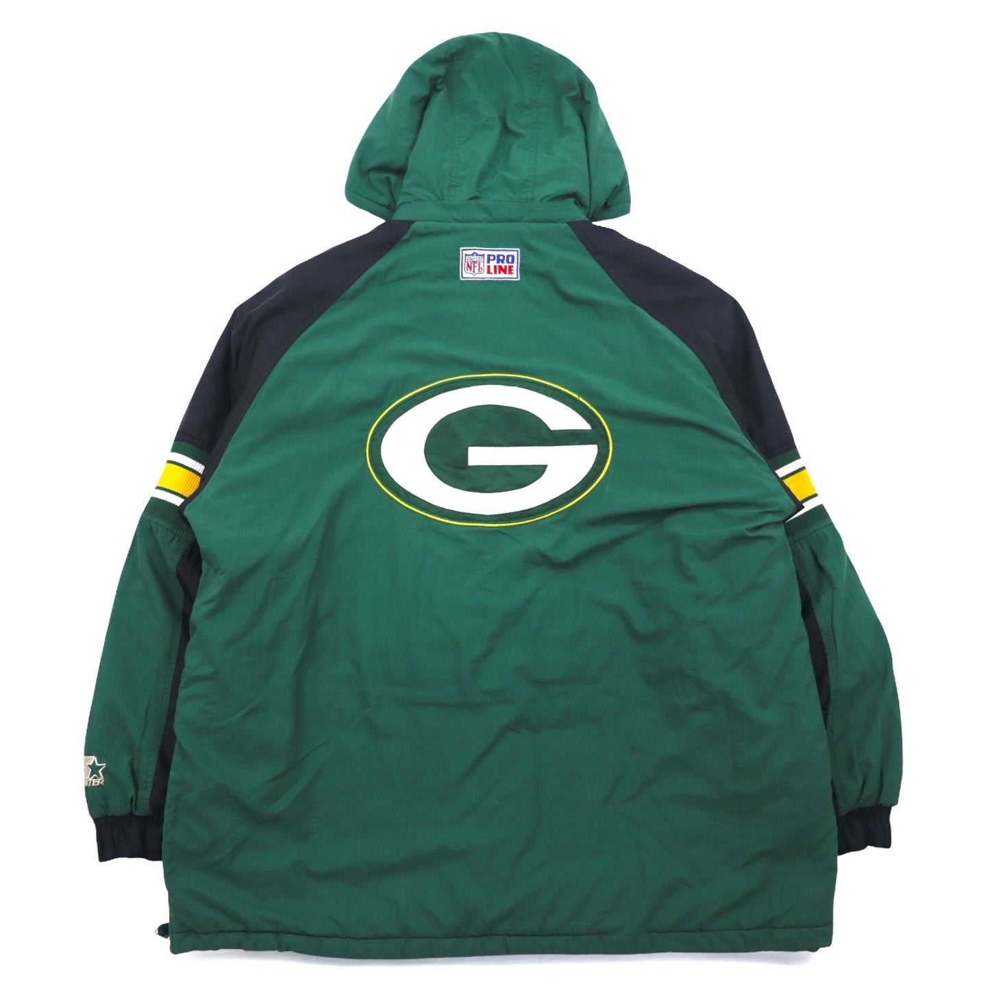 STARTER 90年代 NFL PRO LINE アノラックパーカー 中綿 XL グリーン ナイロン PACKERS パッカーズ フード着脱式