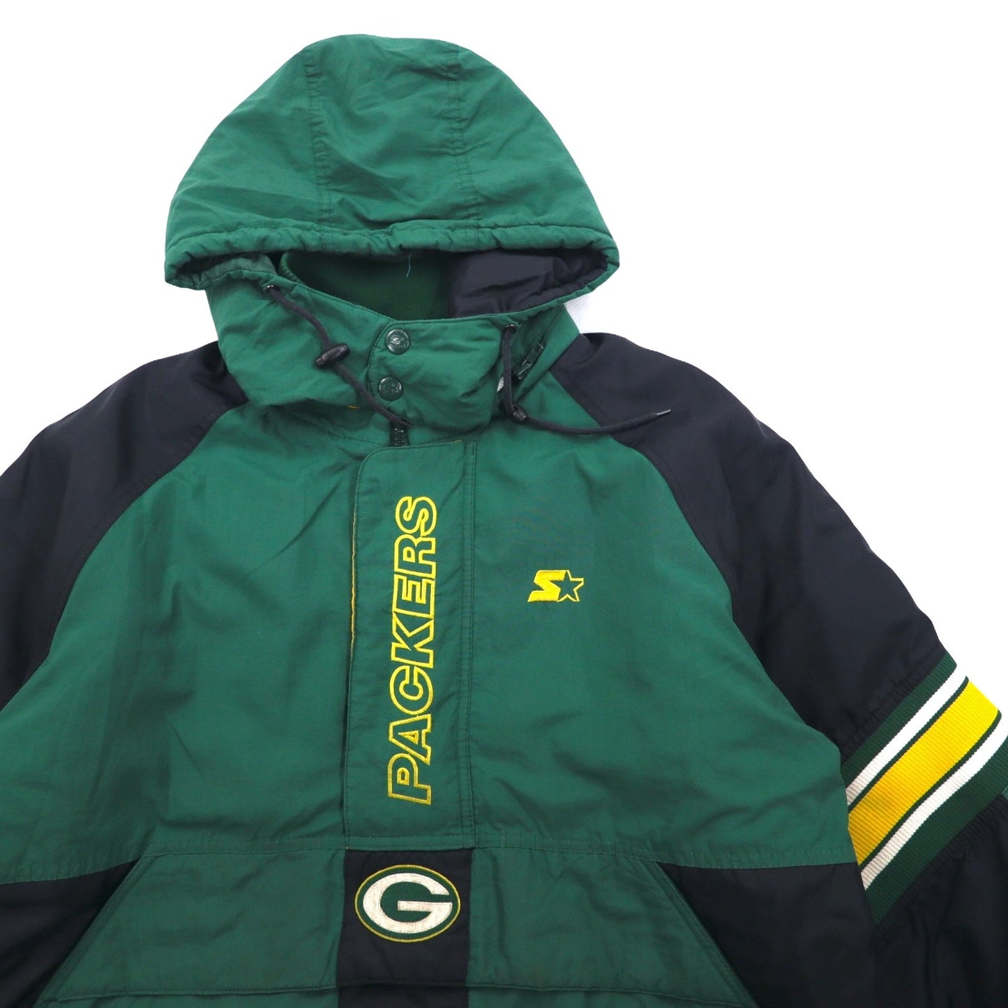 STARTER 90年代 NFL PRO LINE アノラックパーカー 中綿 XL グリーン ナイロン PACKERS パッカーズ フード着脱式