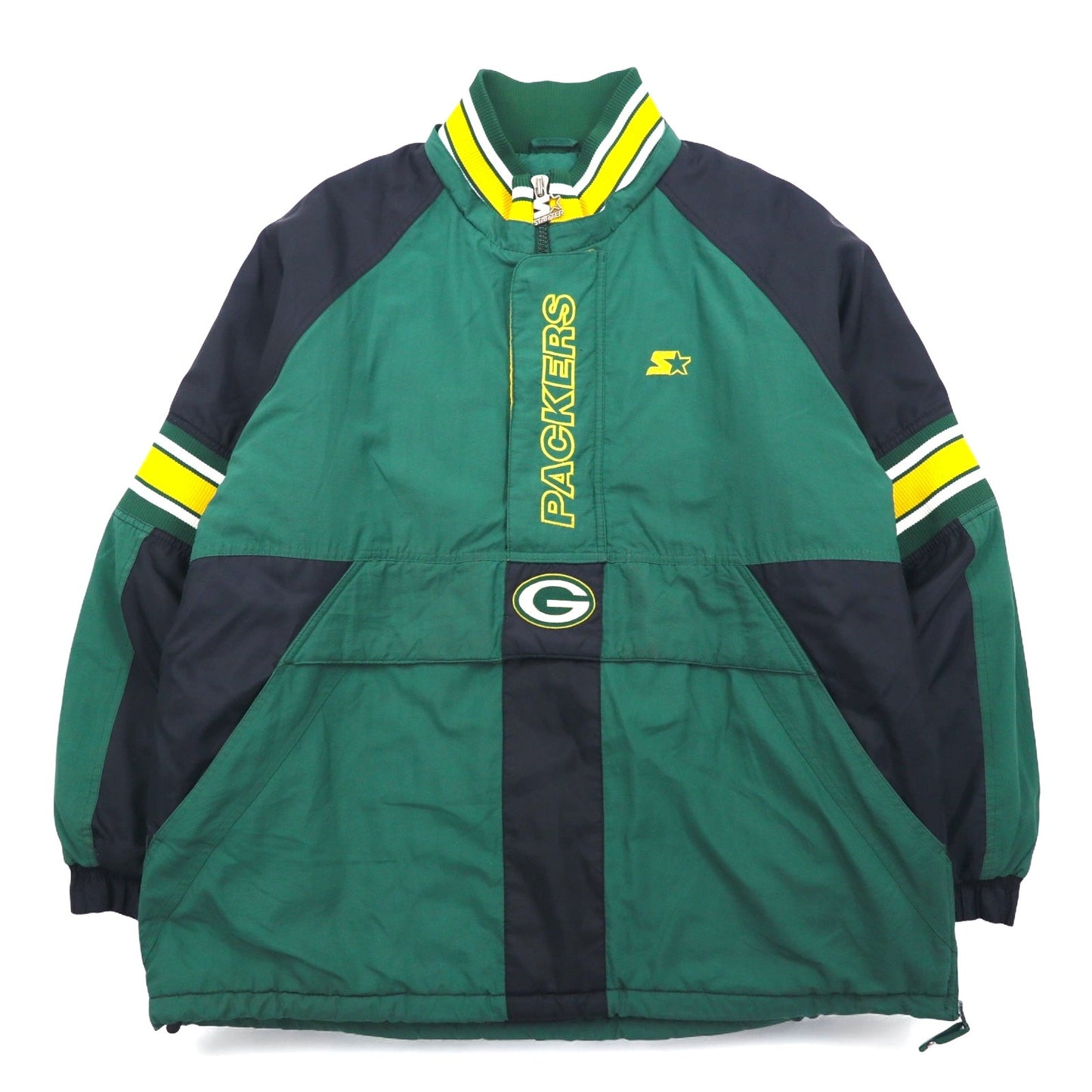 STARTER 90年代 NFL PRO LINE アノラックパーカー 中綿 XL グリーン ナイロン PACKERS パッカーズ フード着脱式