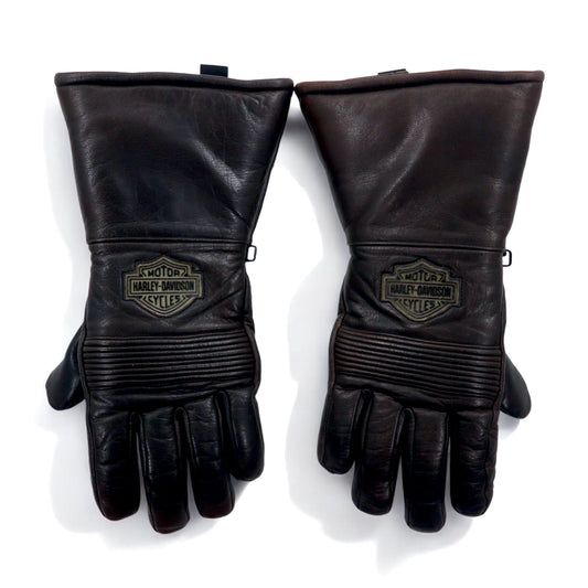 HARLEY DAVIDSON レザー グローブ 手袋 M ブラウン 中綿 バイカー