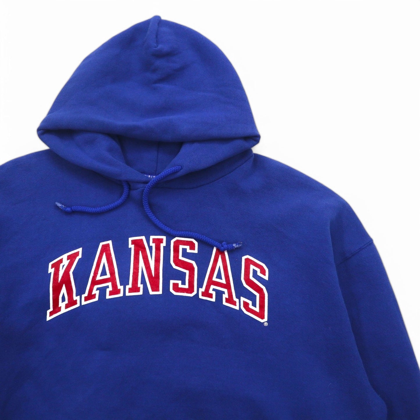 RUSSELL ATHLETIC カレッジプリント プルオーバー パーカー XL ブルー KANSAS アーチロゴ