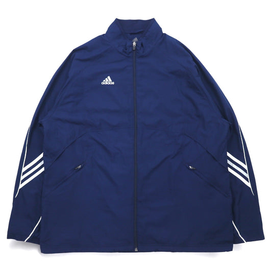adidas 00年代 ナイロンジャケット トラックジャケット ジャージ L ネイビー ワンポイントロゴ刺繍