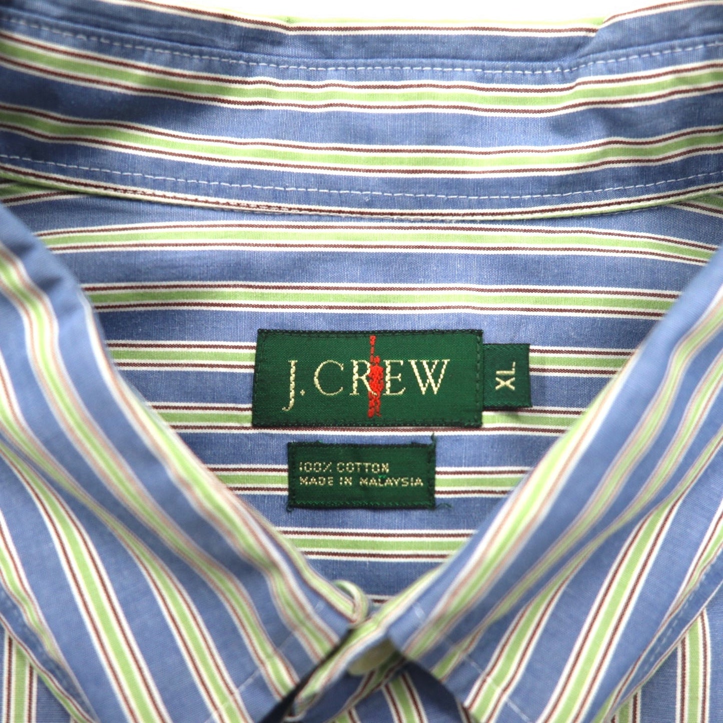 J.CREW 90年代 ボタンダウンシャツ XL ブルー ストライプ コットン 巨人タグ ビッグサイズ
