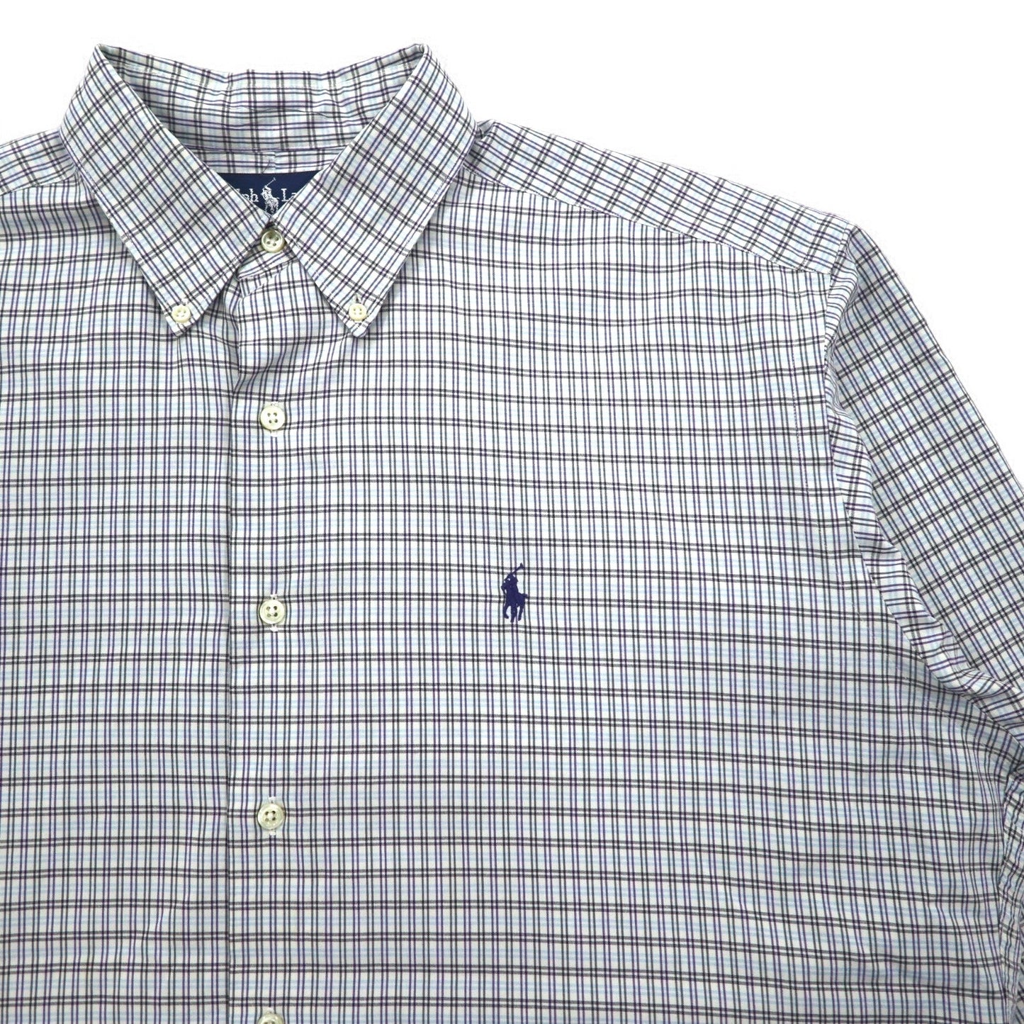 RALPH LAUREN 90年代 MCMEEL ビッグサイズ ボタンダウンシャツ L ブルー チェック スモールポニー刺繍
