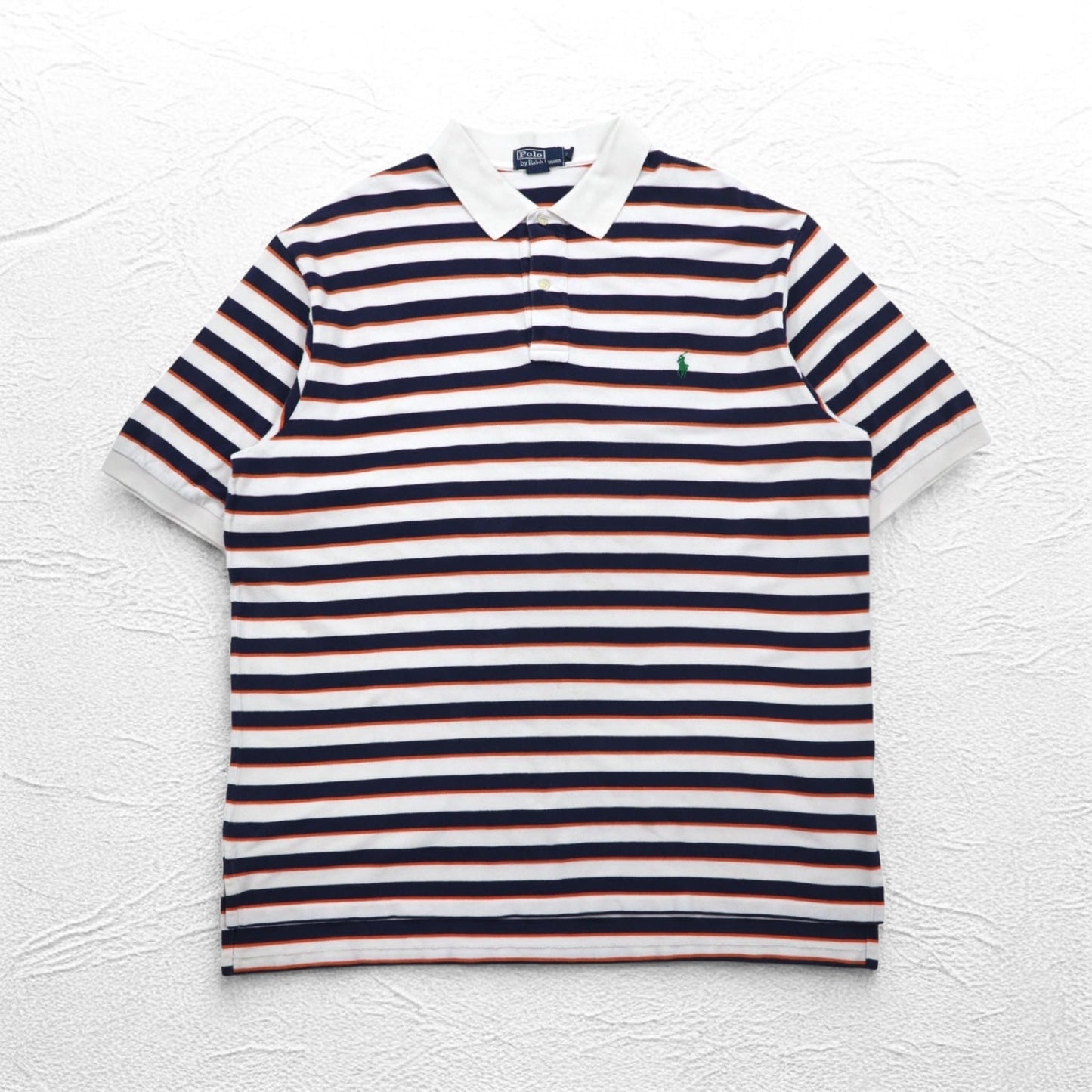 Polo by Ralph Lauren ボーダー ポロシャツ 2XL TALL ホワイト ネイビー スモールポニー刺繍 ビッグサイズ