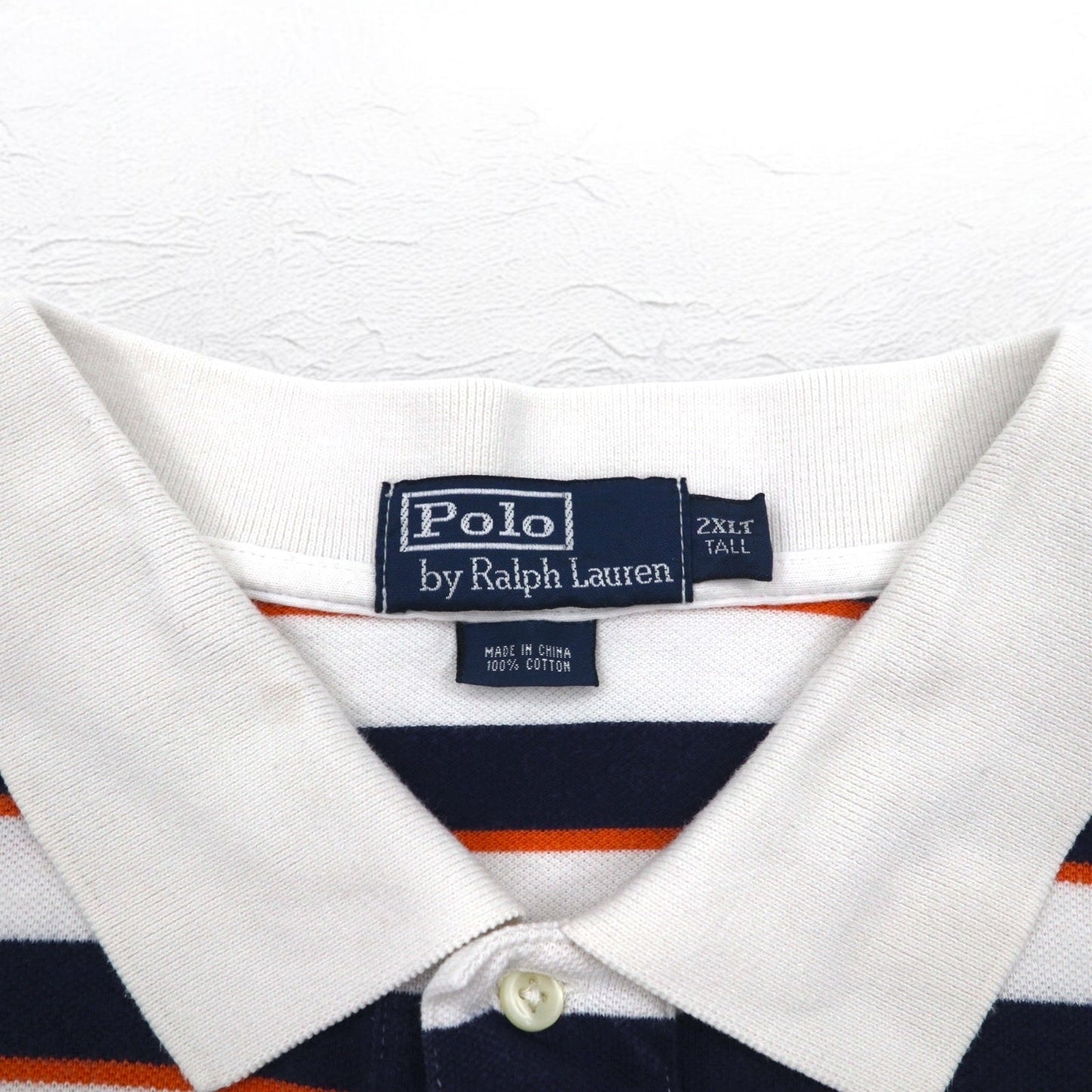 Polo by Ralph Lauren ボーダー ポロシャツ 2XL TALL ホワイト ネイビー スモールポニー刺繍 ビッグサイズ