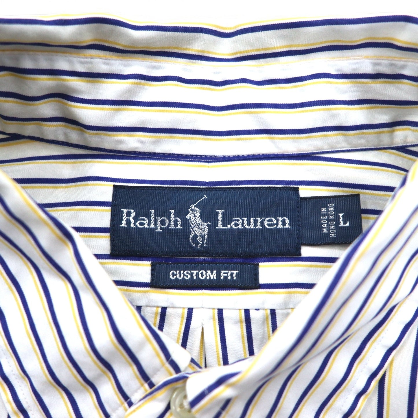 RALPH LAUREN 90年代 ビッグサイズ ボタンダウンシャツ L ホワイト ブルー ストライプ CUSTOM FIT