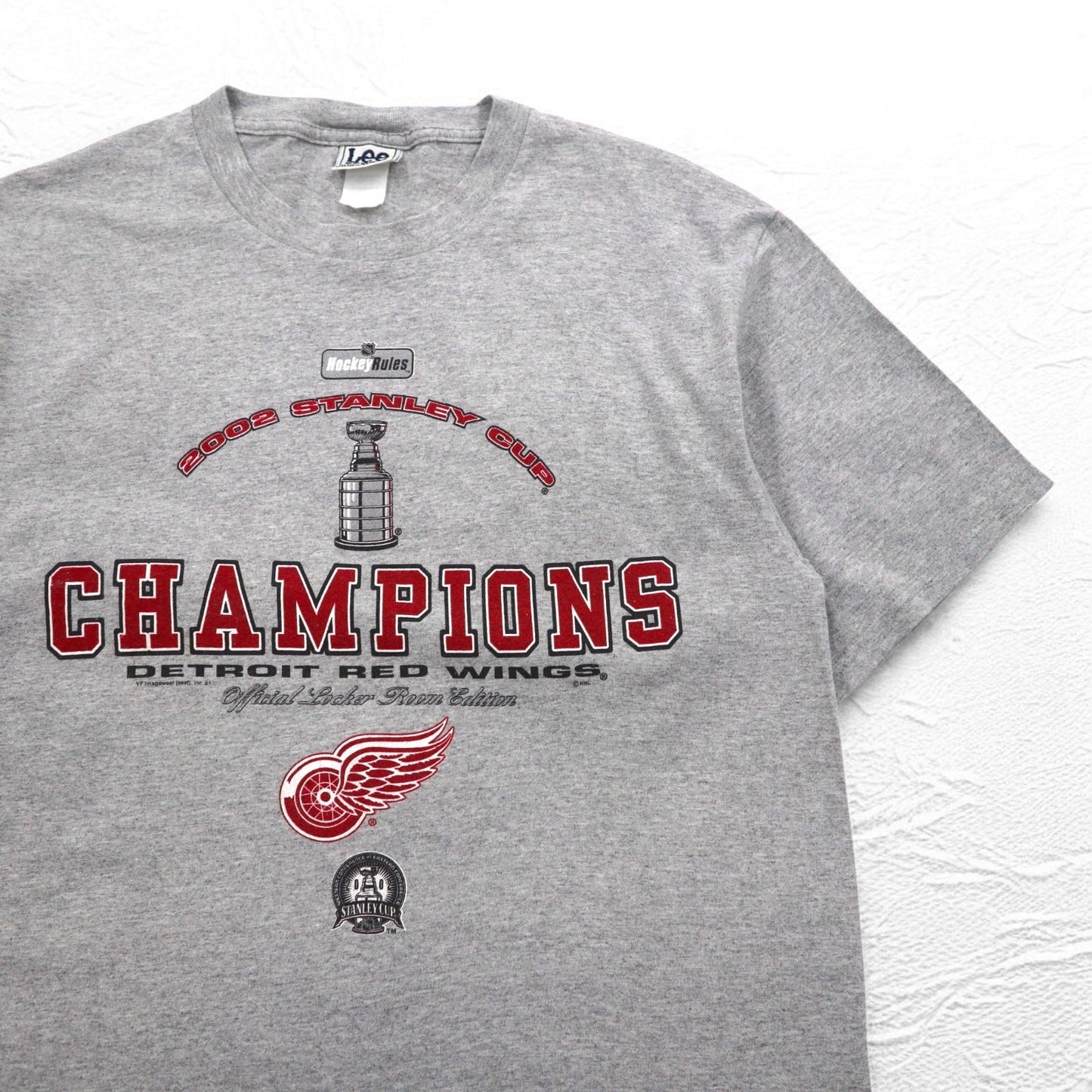Lee SPORT 90年代 NHL プリント Tシャツ L グレー コットン DETROIT RED WINGS