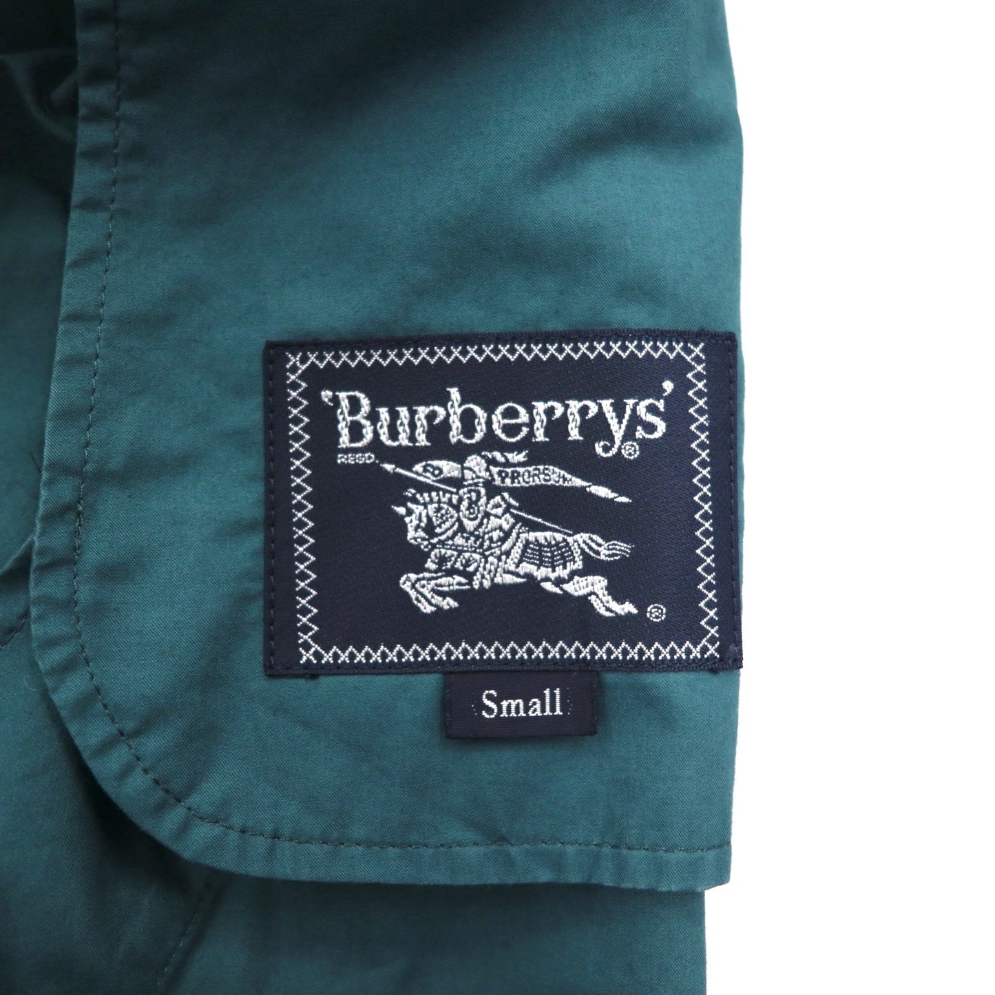 Burberrys 90年代 スウィングトップ ハリントンジャケット S グリーン 裏地ノバチェック切り替え ワンポイントロゴ刺繍 日本製