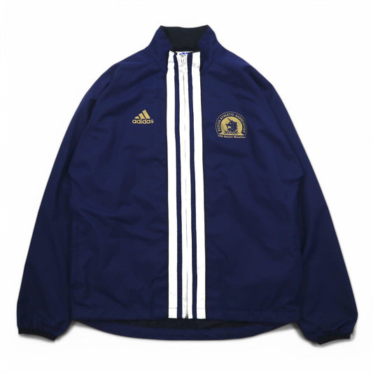 adidas 90年代 万国旗タグ センター 3ストライプ ナイロン トラックジャケット ジャージ  L ネイビー Boston Marathon