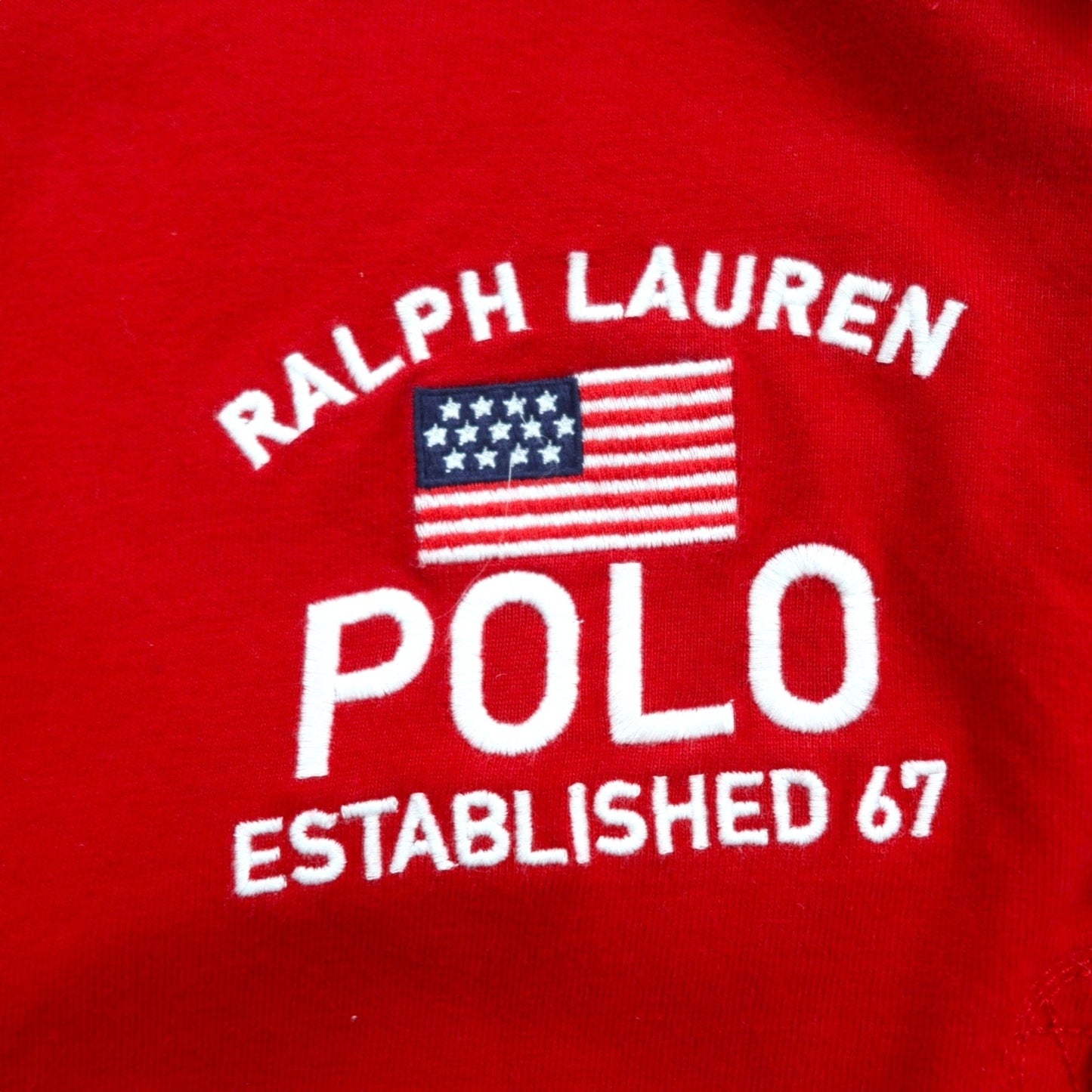 Polo by Ralph Lauren ビッグポニー刺繍 ラガーシャツ S レッド コットン 星条旗