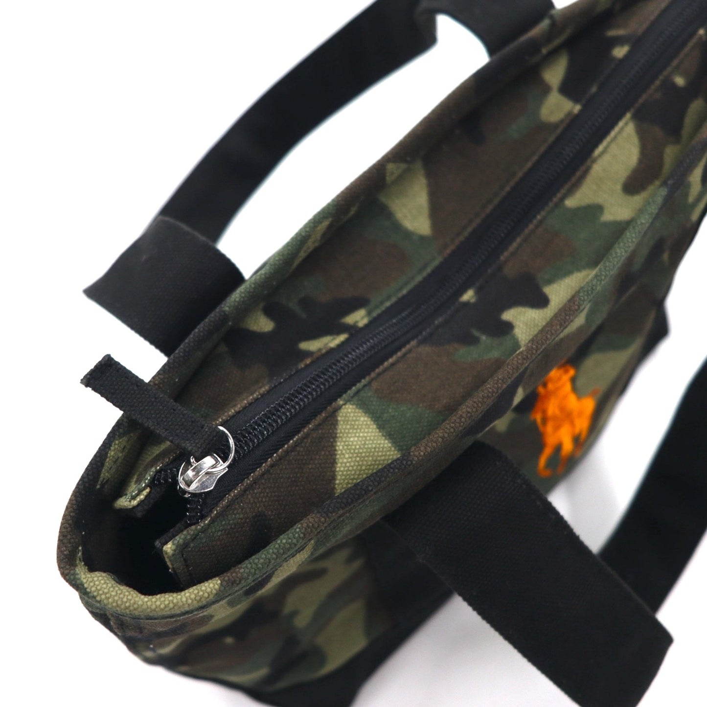 POLO RALPH LAUREN トートバッグ ミディアム カモフラ カーキ ブラック ポニー 刺繍 キャンバス