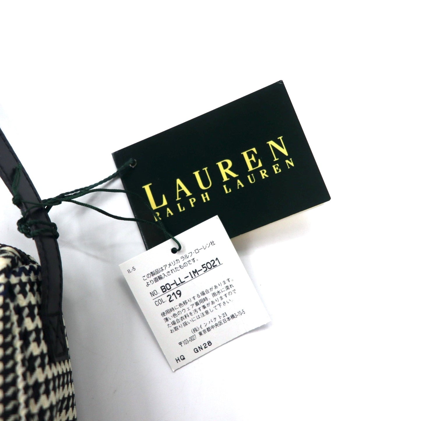 LAUREN RALPH LAUREN ガンクラブチェック ショルダーバッグ ポシェット ホワイト ナイロンキャンバス レザー ロゴプレート 未使用品
