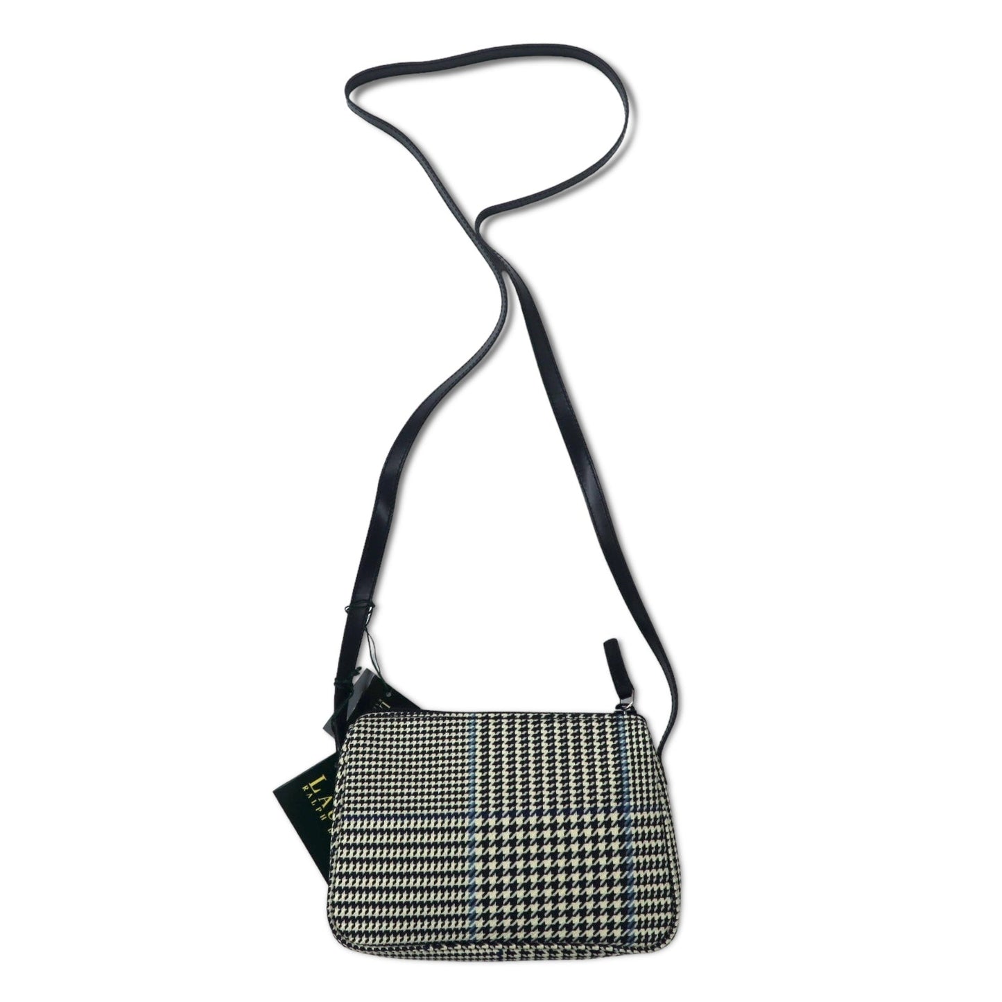 LAUREN RALPH LAUREN ガンクラブチェック ショルダーバッグ ポシェット ホワイト ナイロンキャンバス レザー ロゴプレート 未使用品