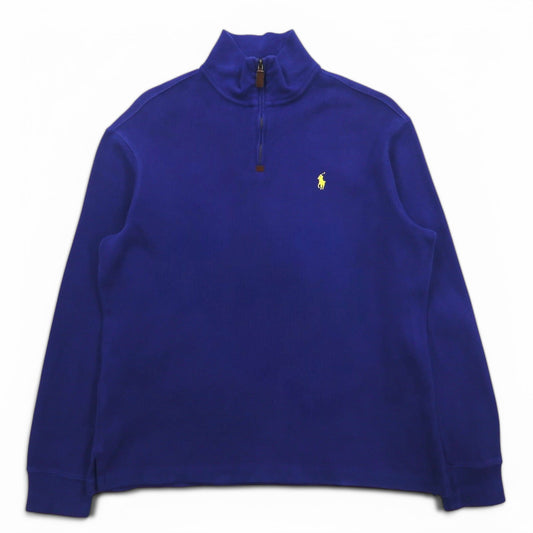 POLO RALPH LAUREN ハーフジップ スウェット M ブルー コットン スモールポニー刺繍