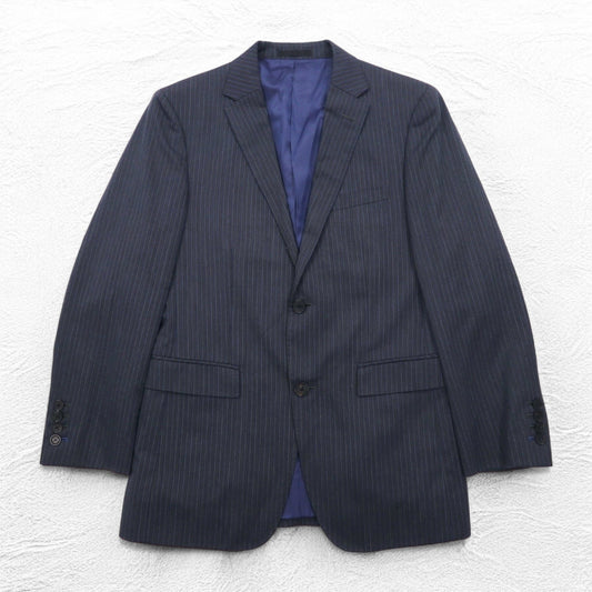 BURBERRY BLACK LABEL 2B テーラードジャケット スーツ S グレー ストライプ ウール 羊毛 D1H31-608-07