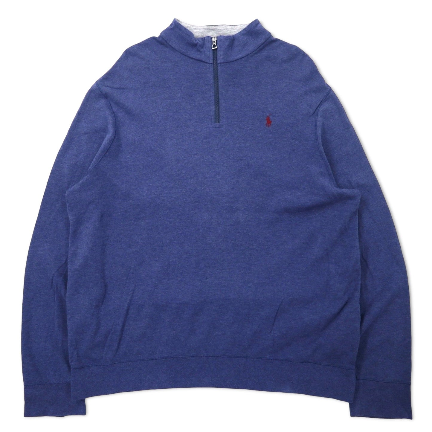 POLO RALPH LAUREN ハーフジップ スウェット XL ブルー コットン PERFORMANCE スモールポニー刺繍 ビッグサイズ