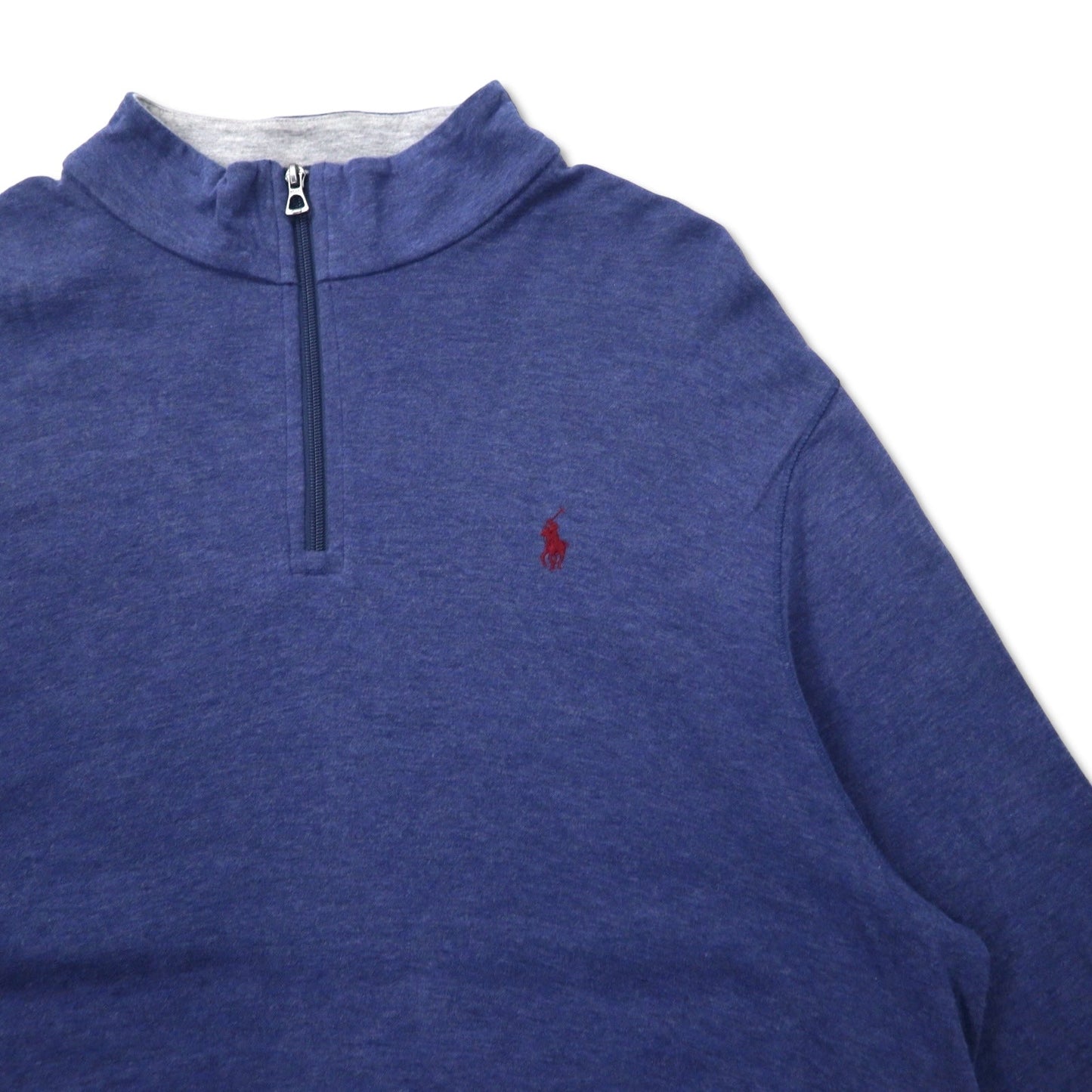 POLO RALPH LAUREN ハーフジップ スウェット XL ブルー コットン PERFORMANCE スモールポニー刺繍 ビッグサイズ