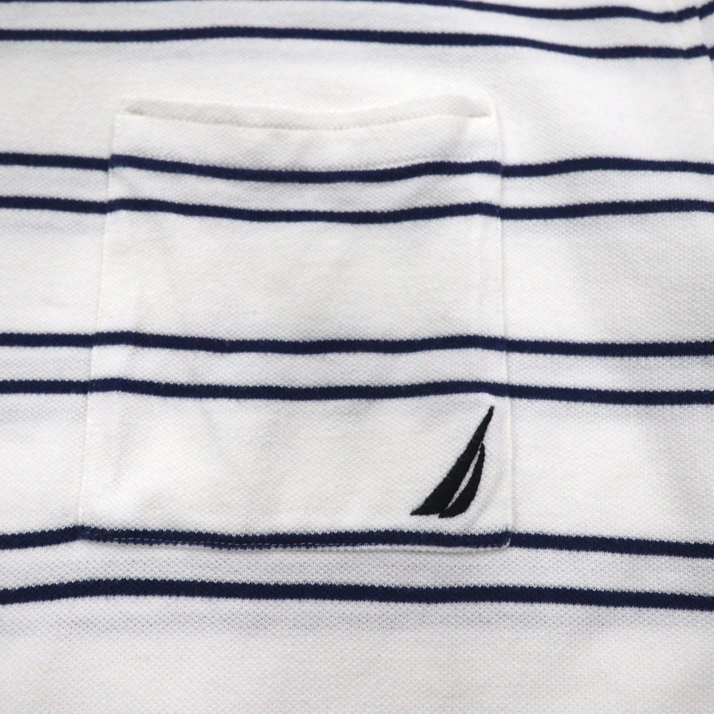 NAUTICA ボーダー ポロシャツ 3XL ホワイト ネイビー 鹿の子 ビッグサイズ ワンポイントロゴ刺繍