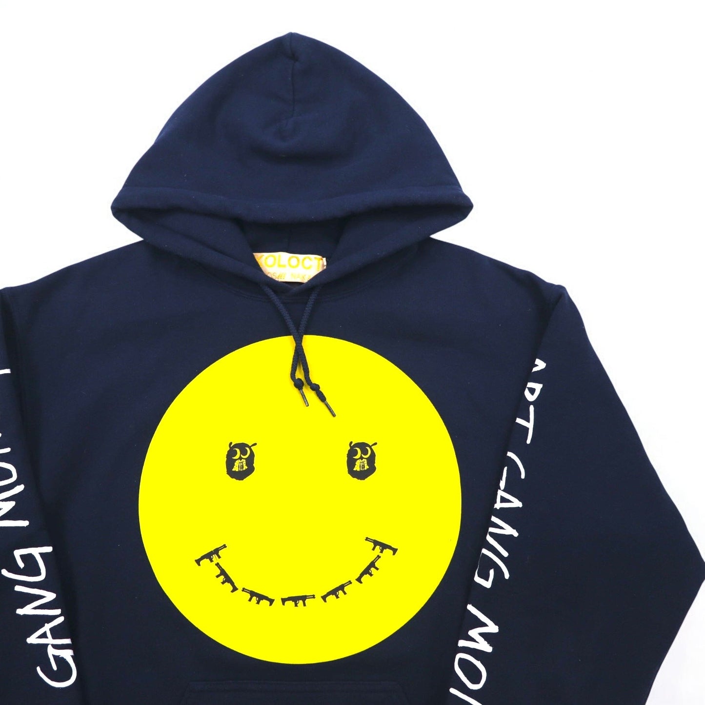SKOLOCT TSUYOSHI NAKANO プルオーバー パーカー M ネイビー スマイリー ART GANG MONEY プリント 日本製